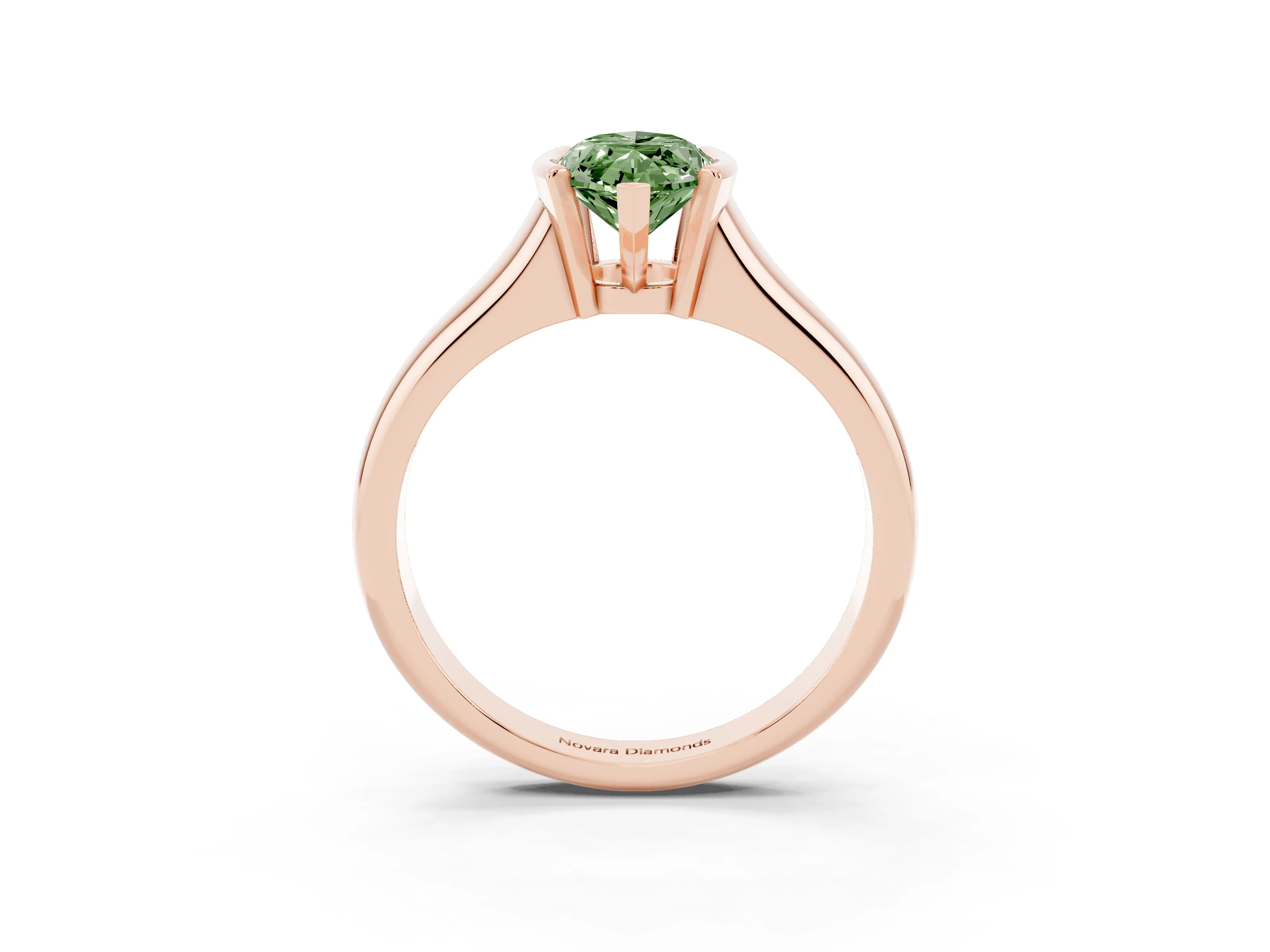 Fancy Green Marquise Cut Diamond Solitaire Tension Set Ring Set in Rose gold with Split Shank Band