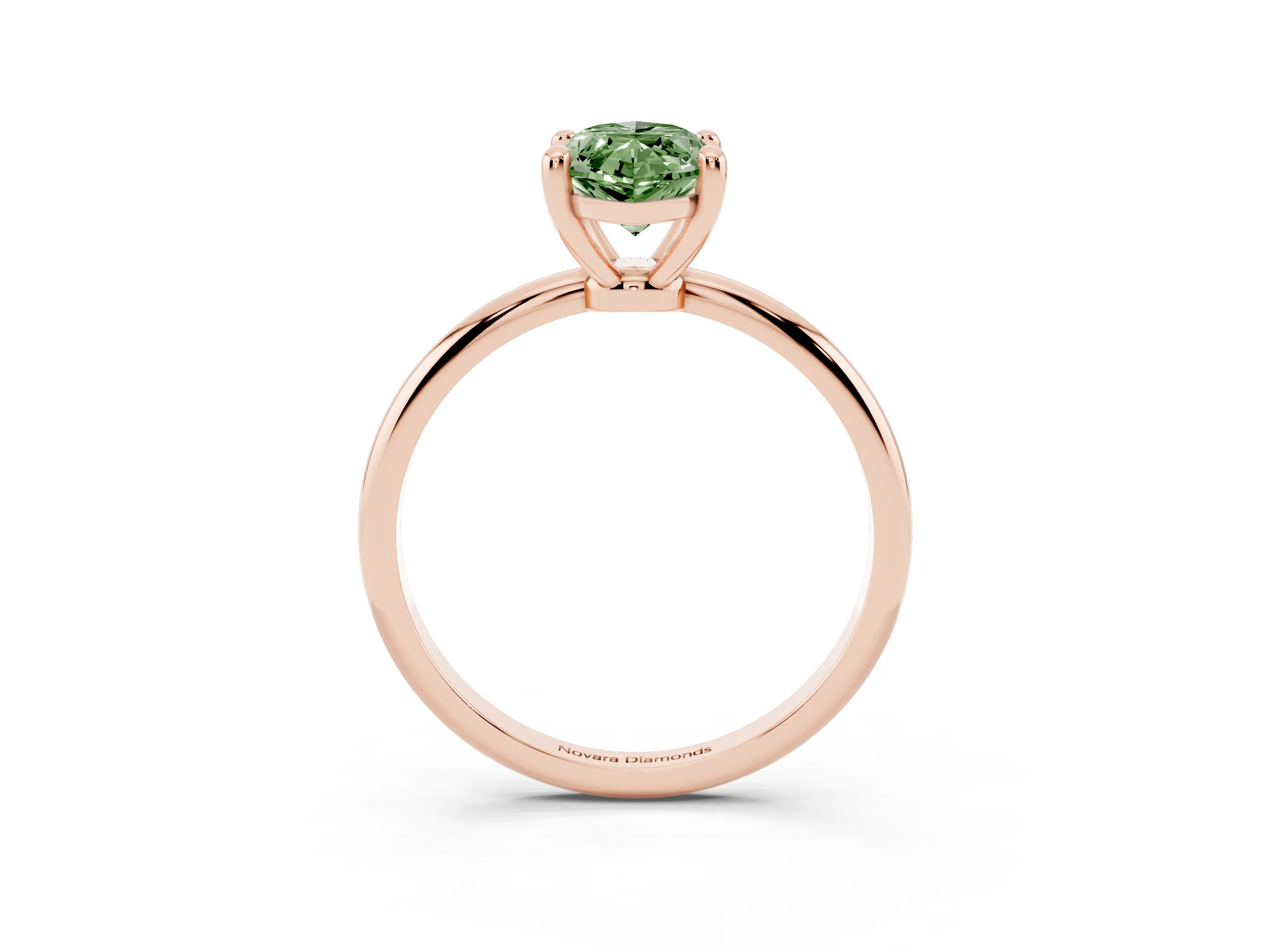 Fancy Green Marquise Cut Diamond Solitaire Ring Set in Rose gold with Secure Prong Setting on a Classic Band