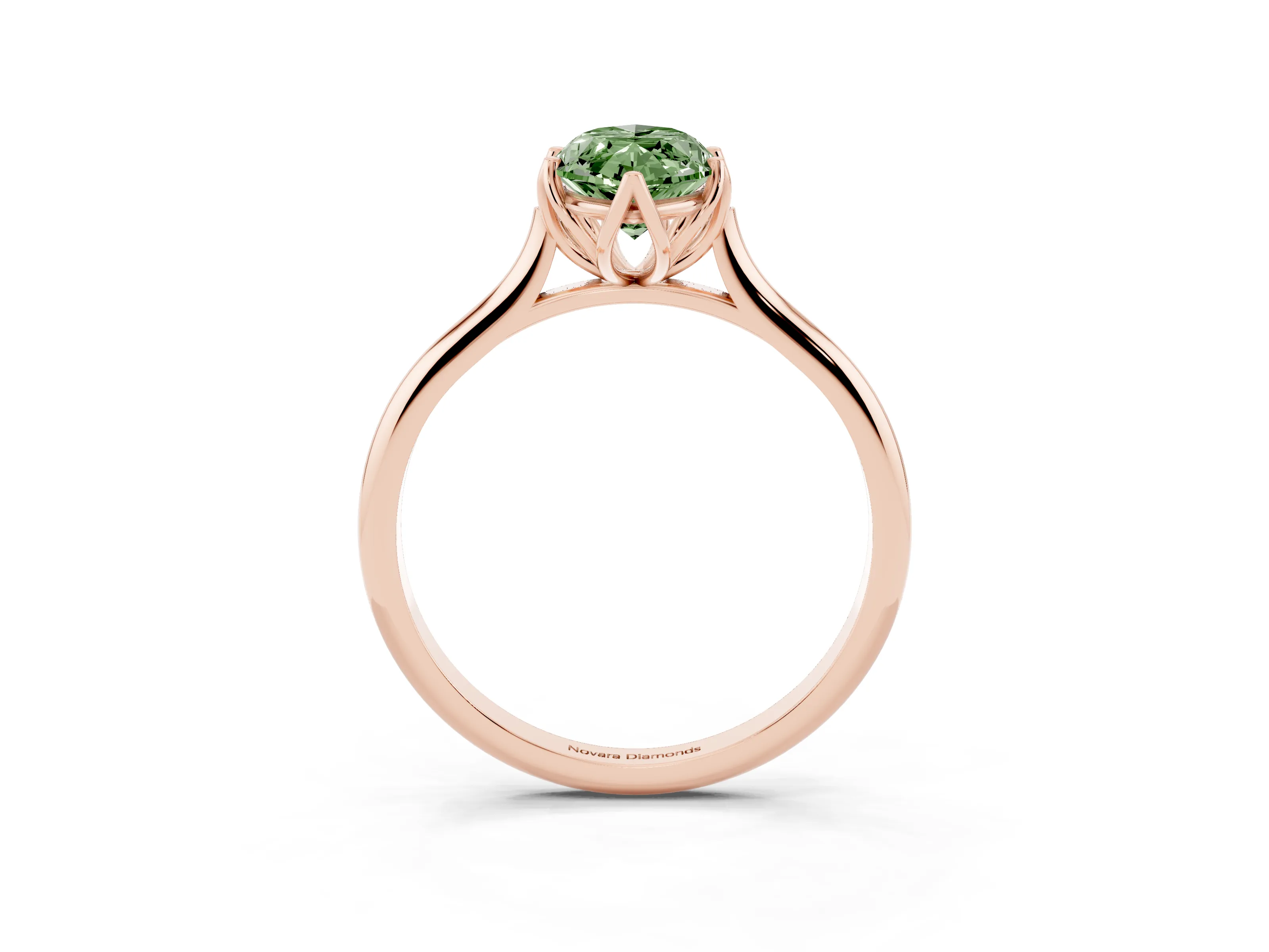 Fancy Green Marquise Cut Diamond Solitaire Cathedral Ring Set in Rose gold with Prong Setting