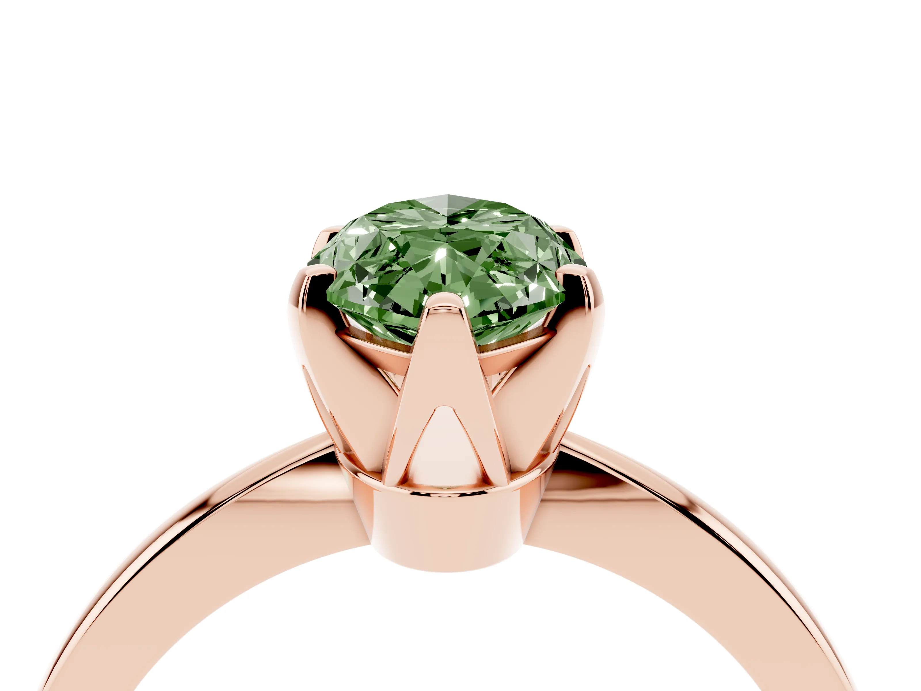 Fancy Green Marquise Cut Diamond Solitaire Engagement Ring Set in Rose gold with Slim Tapered Solitaire Band