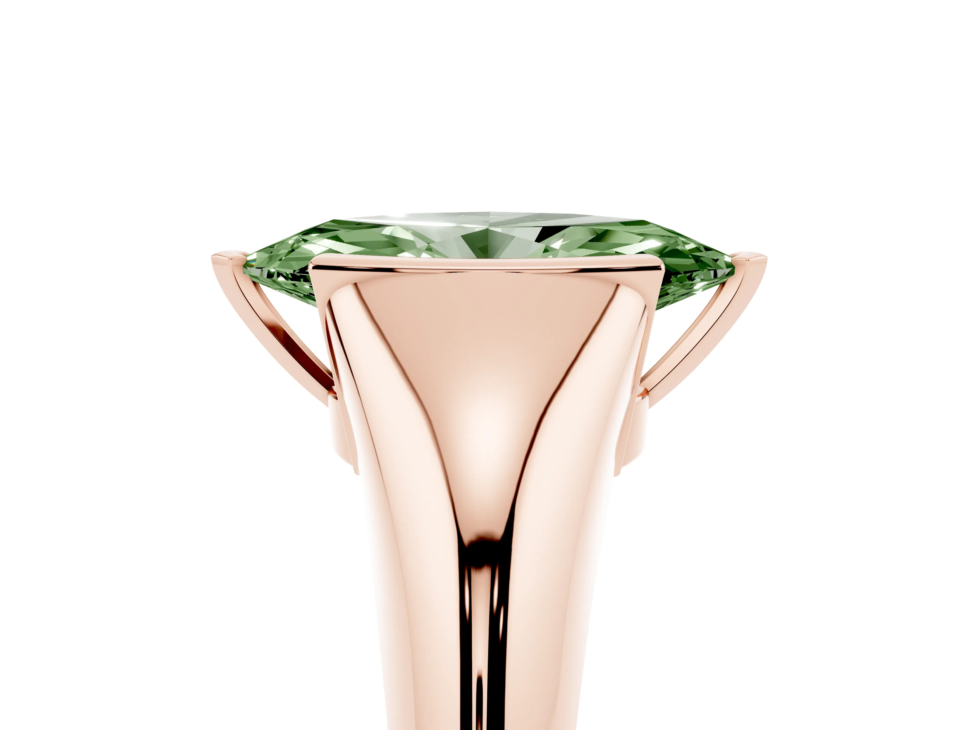Fancy Green Marquise Cut Diamond Solitaire Tension Set Ring Set in Rose gold