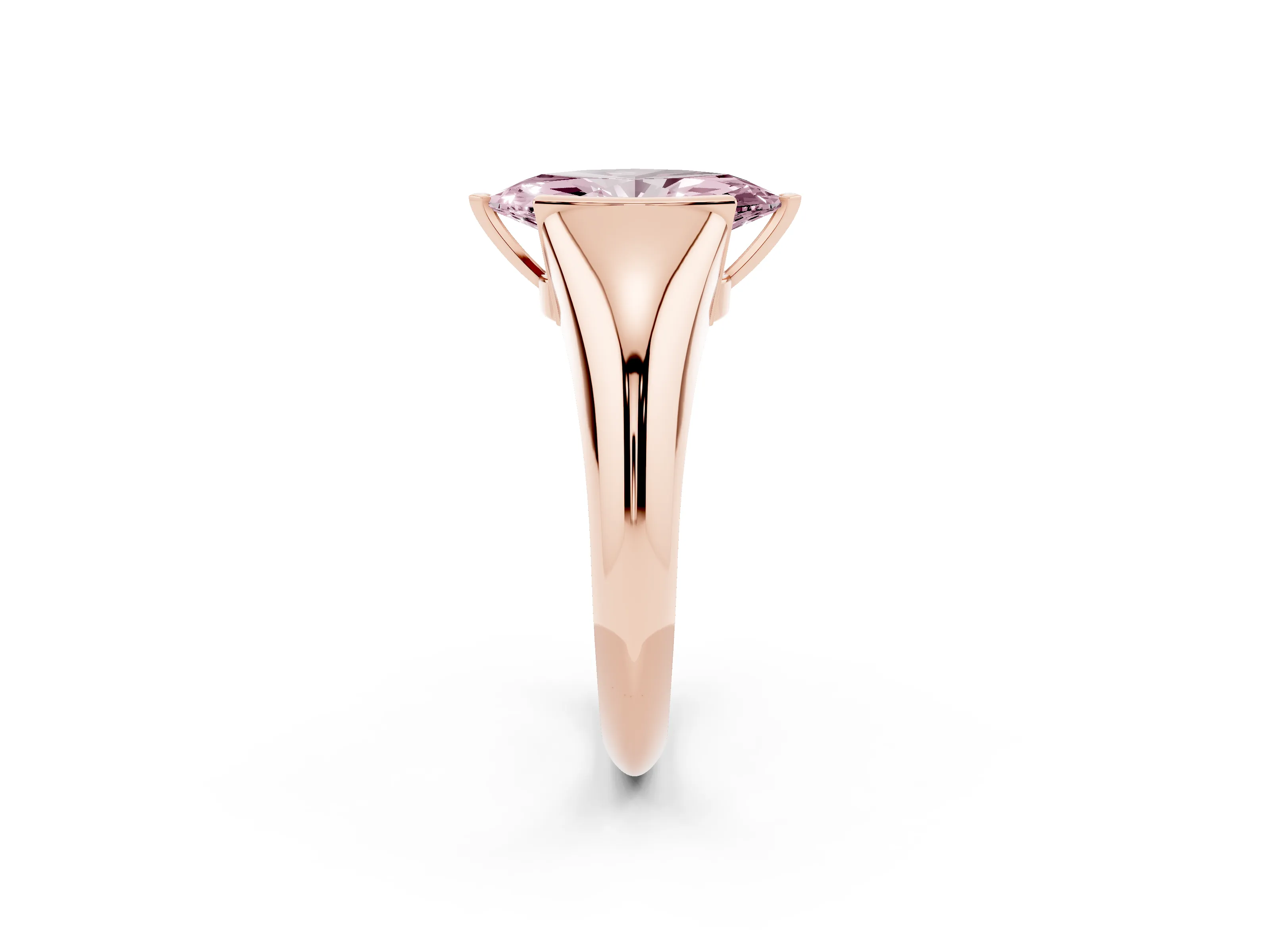 Fancy Pink Marquise Cut Diamond Solitaire Tension Set Ring Set in Rose gold