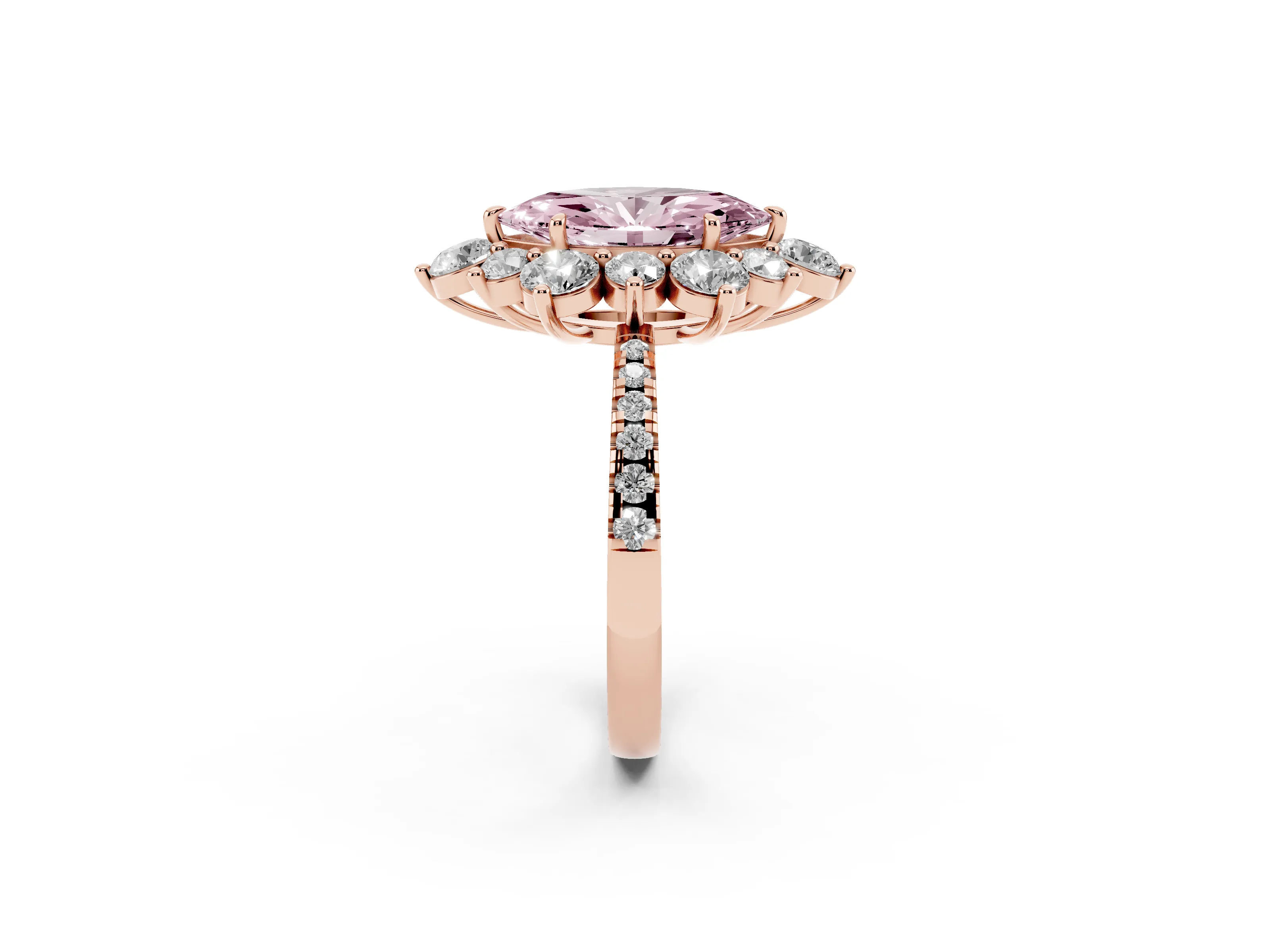 Marquise Star Floral Halo Engagement Ring Setting for a Fancy Pink Lab-Grown Diamond | Rose Gold