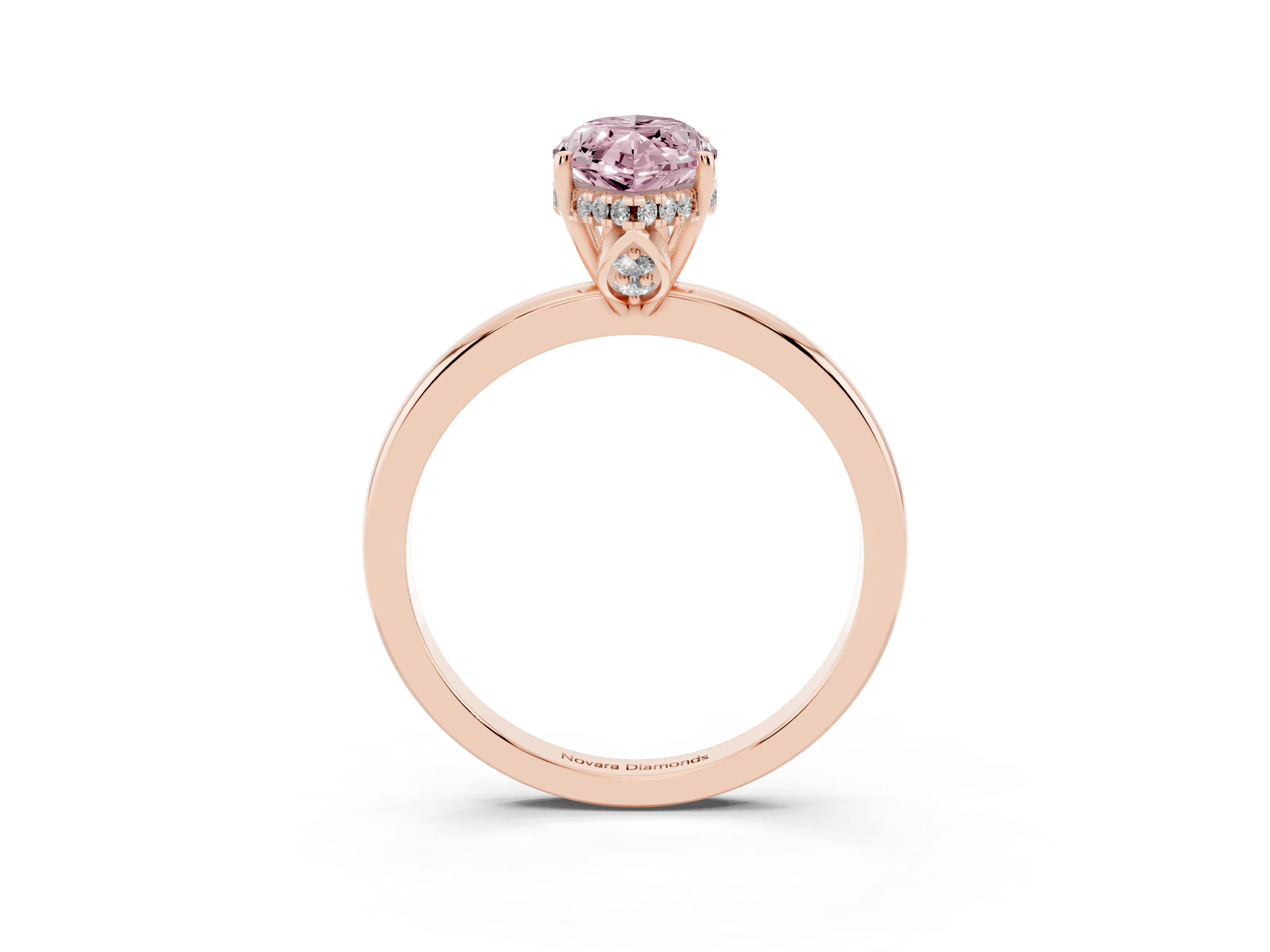 Fancy Pink Marquise Cut Diamond Solitaire Ring Set in Rose gold with Plain Band and Prong Setting