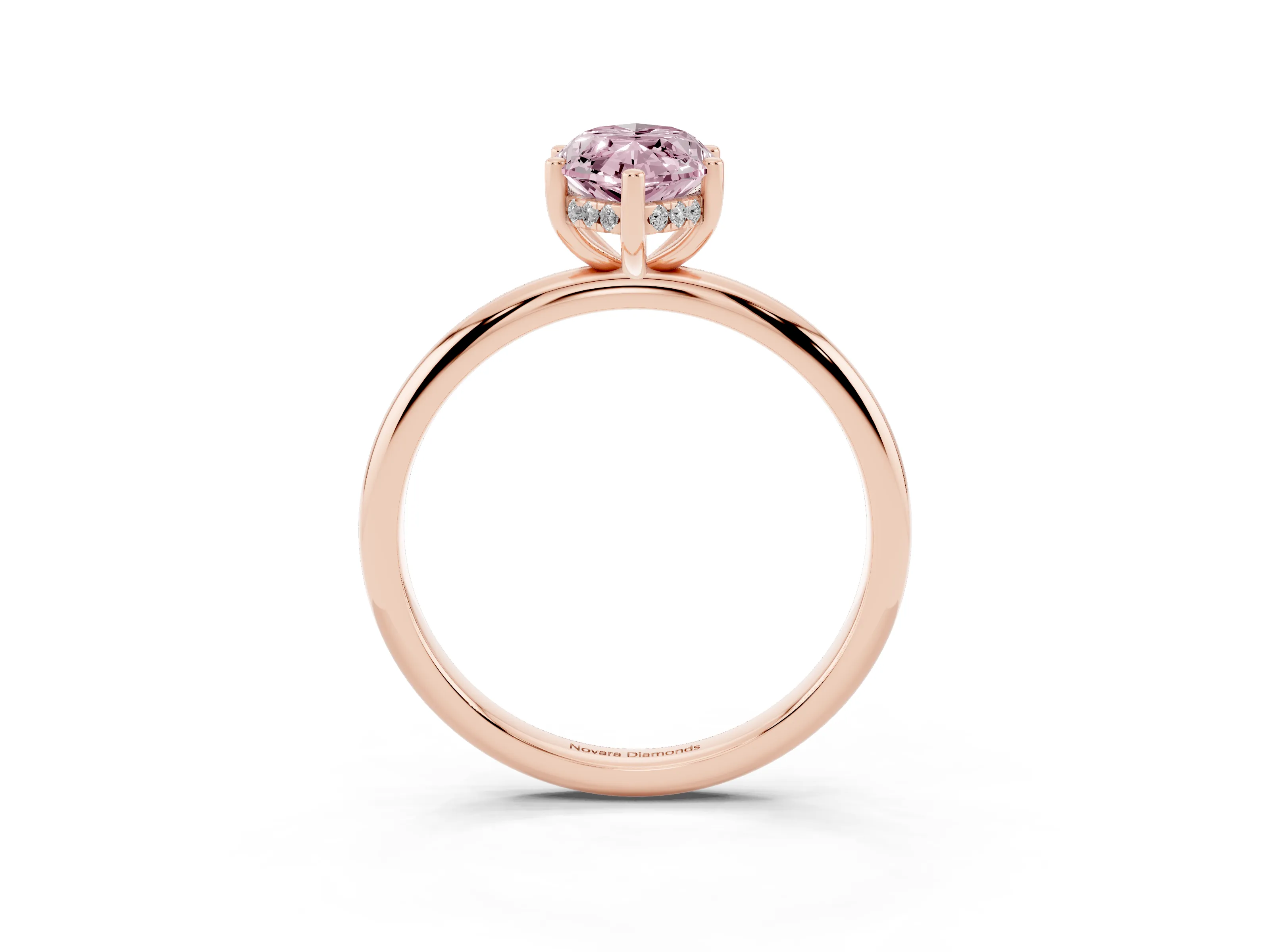 Fancy Pink Marquise Cut Diamond Solitaire Engagement Ring Set in Rose gold with Prong Setting and Polished Band