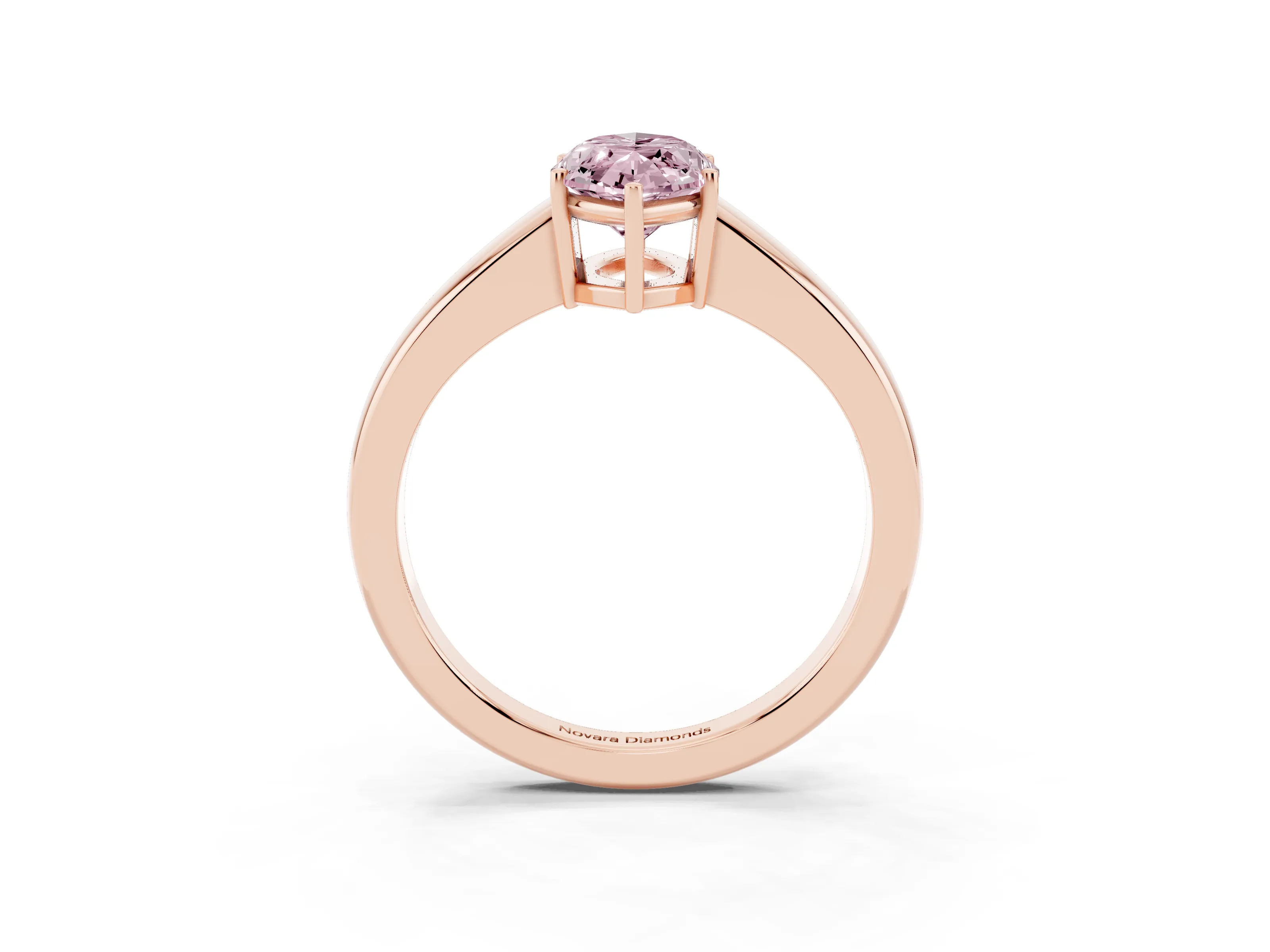 Fancy Pink Marquise Cut Diamond Solitaire Ring Set in Rose gold with Tapered Band and Prong Setting