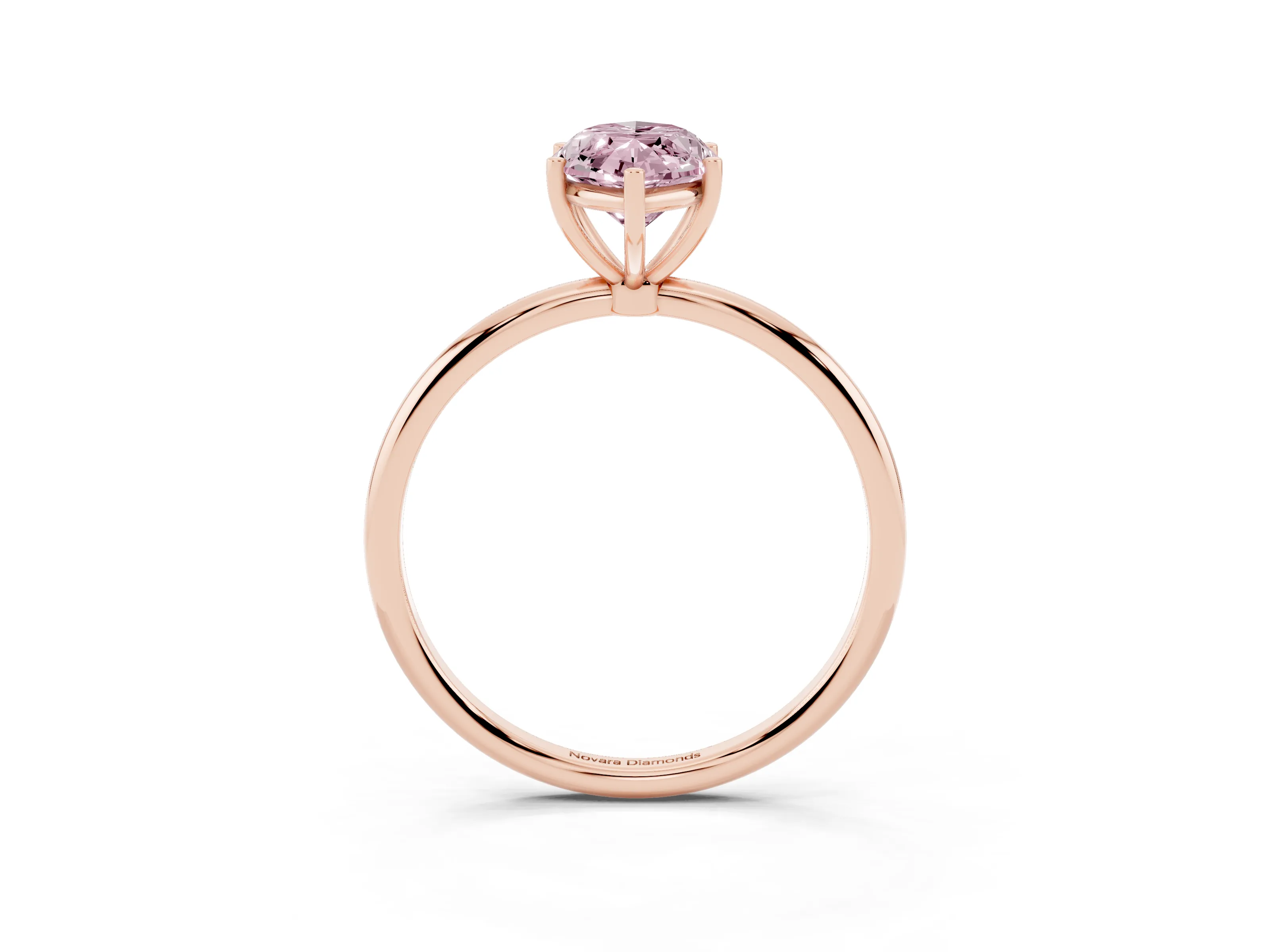Fancy Pink Marquise Cut Diamond Solitaire Engagement Ring Set in Rose gold with Thin Band and Prong Setting