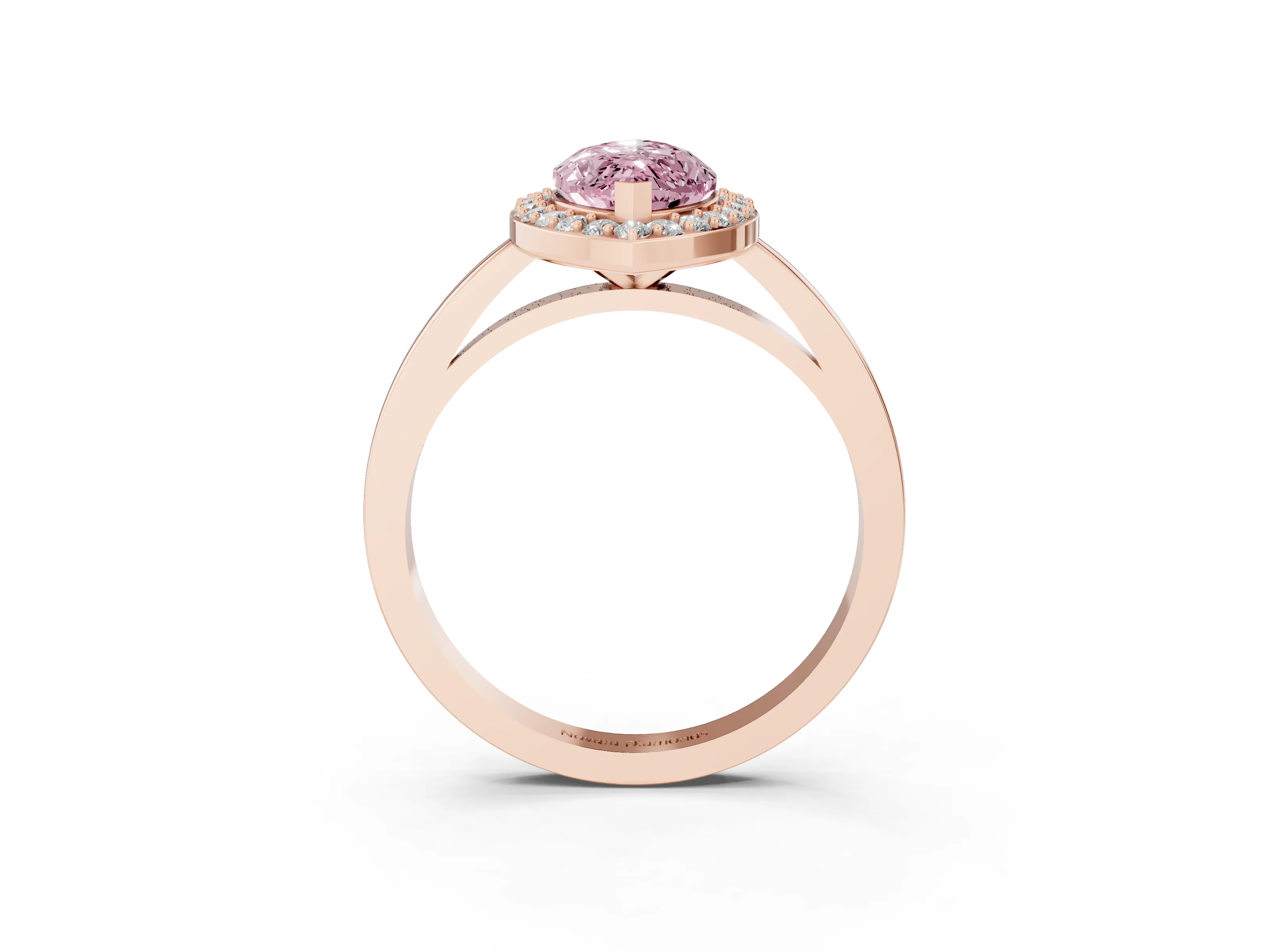 Fancy Pink Marquise Cut Diamond Halo Ring Set in Rose gold with Solitaire Band and Prong Setting