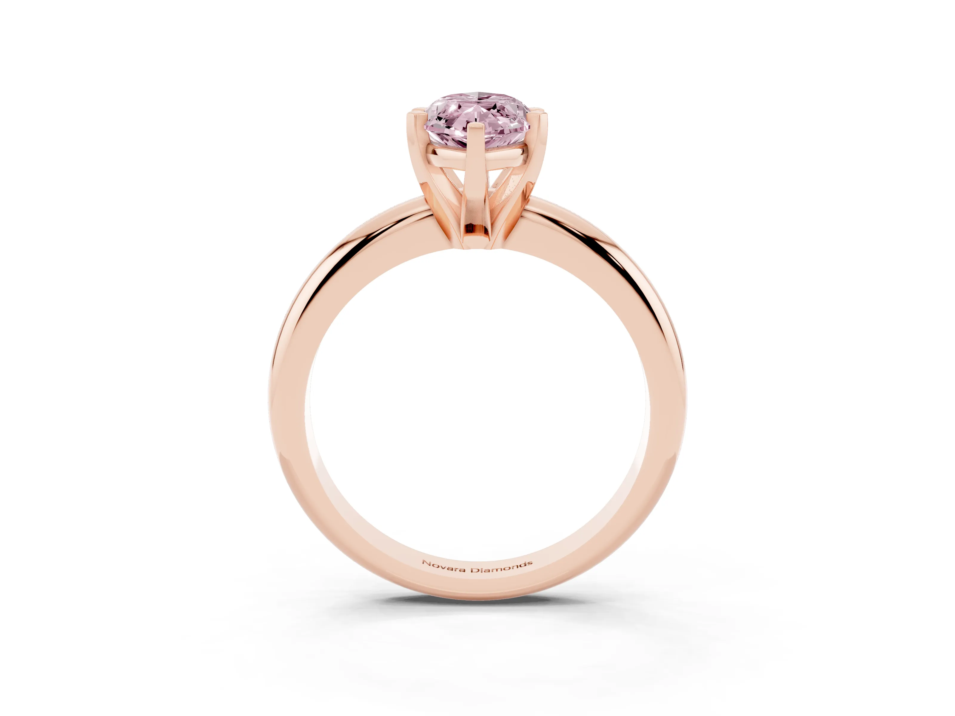 Fancy Pink Marquise Cut Diamond Solitaire Engagement Ring Set in Rose gold with Round Band and Prong Setting