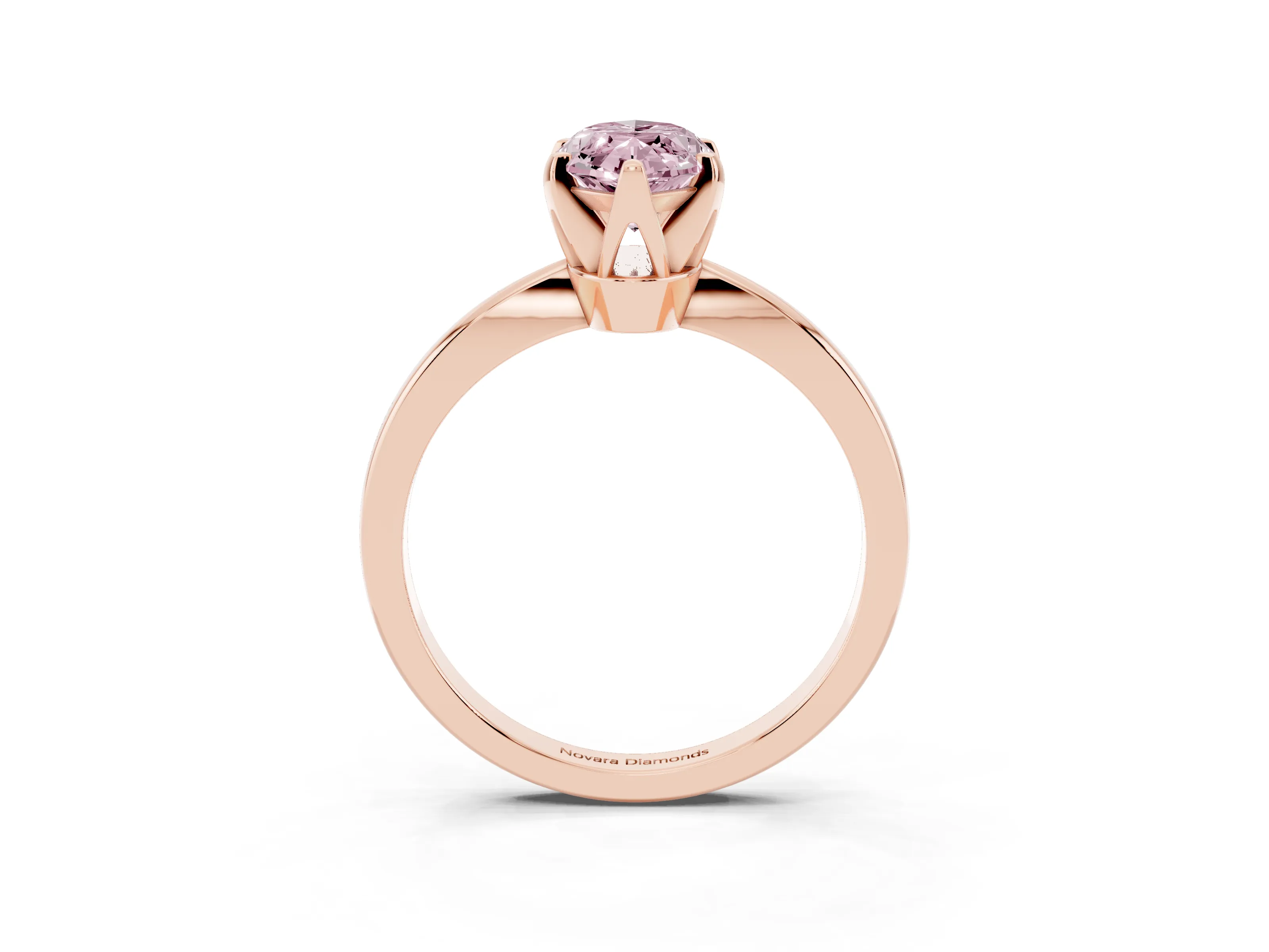 Fancy Pink Marquise Cut Diamond Solitaire Engagement Ring Set in Rose gold with Slim Tapered Solitaire Band