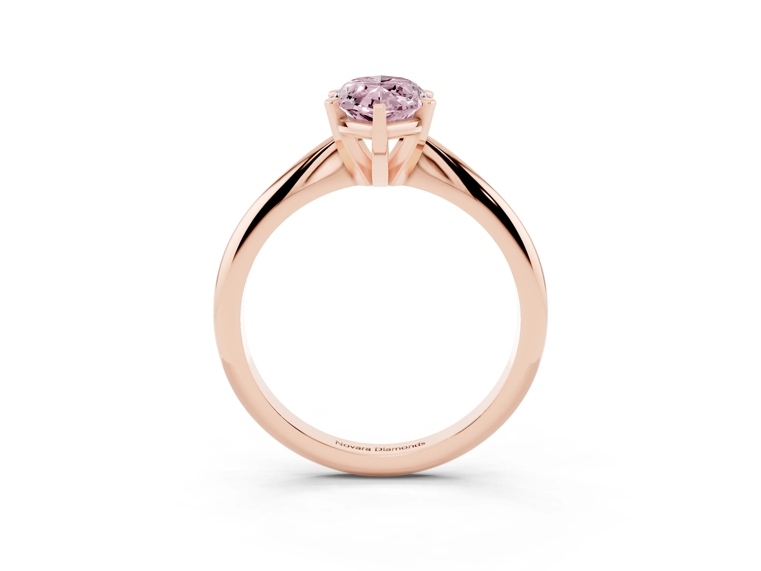 Fancy Pink Marquise Cut Diamond Solitaire Ring Set in Rose gold with Prong Setting on a Plain Round Band