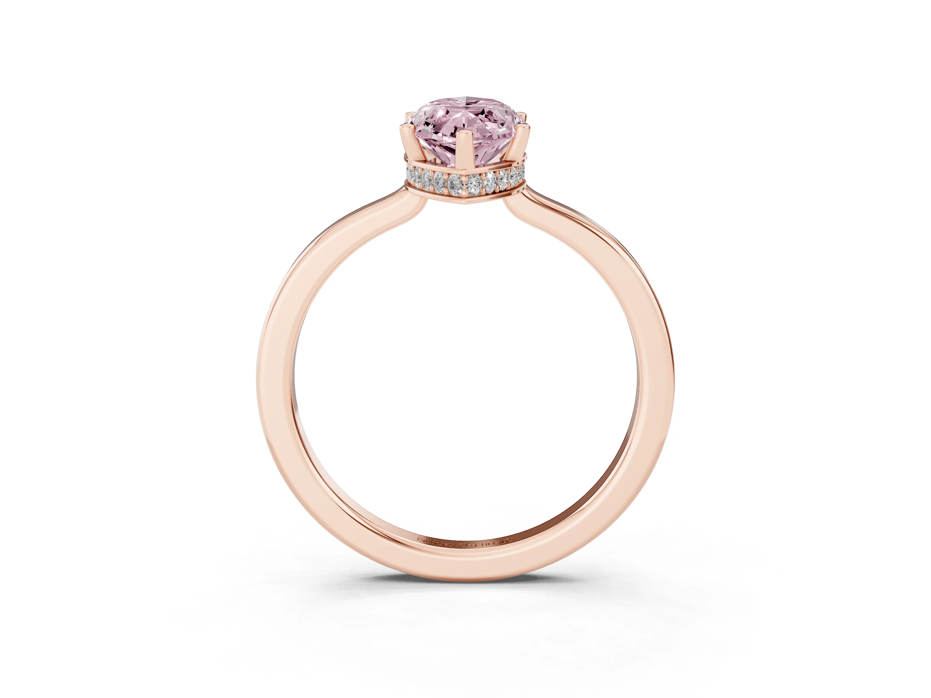 Fancy Pink Marquise Cut Diamond Solitaire Engagement Ring Set in Rose gold with Prong Setting on a Plain Band