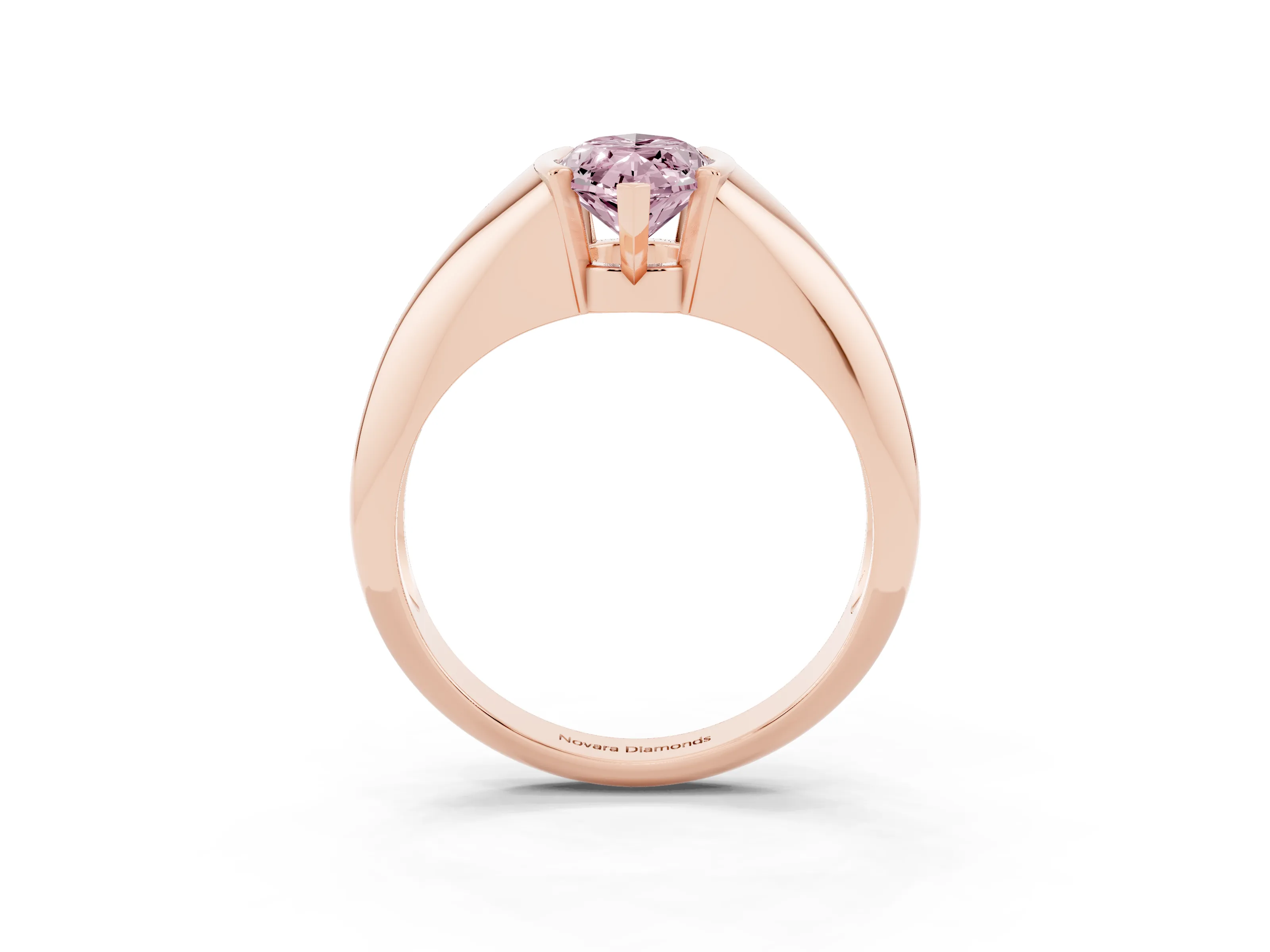 Fancy Pink Marquise Cut Diamond Solitaire Tension Set Ring Set in Rose gold