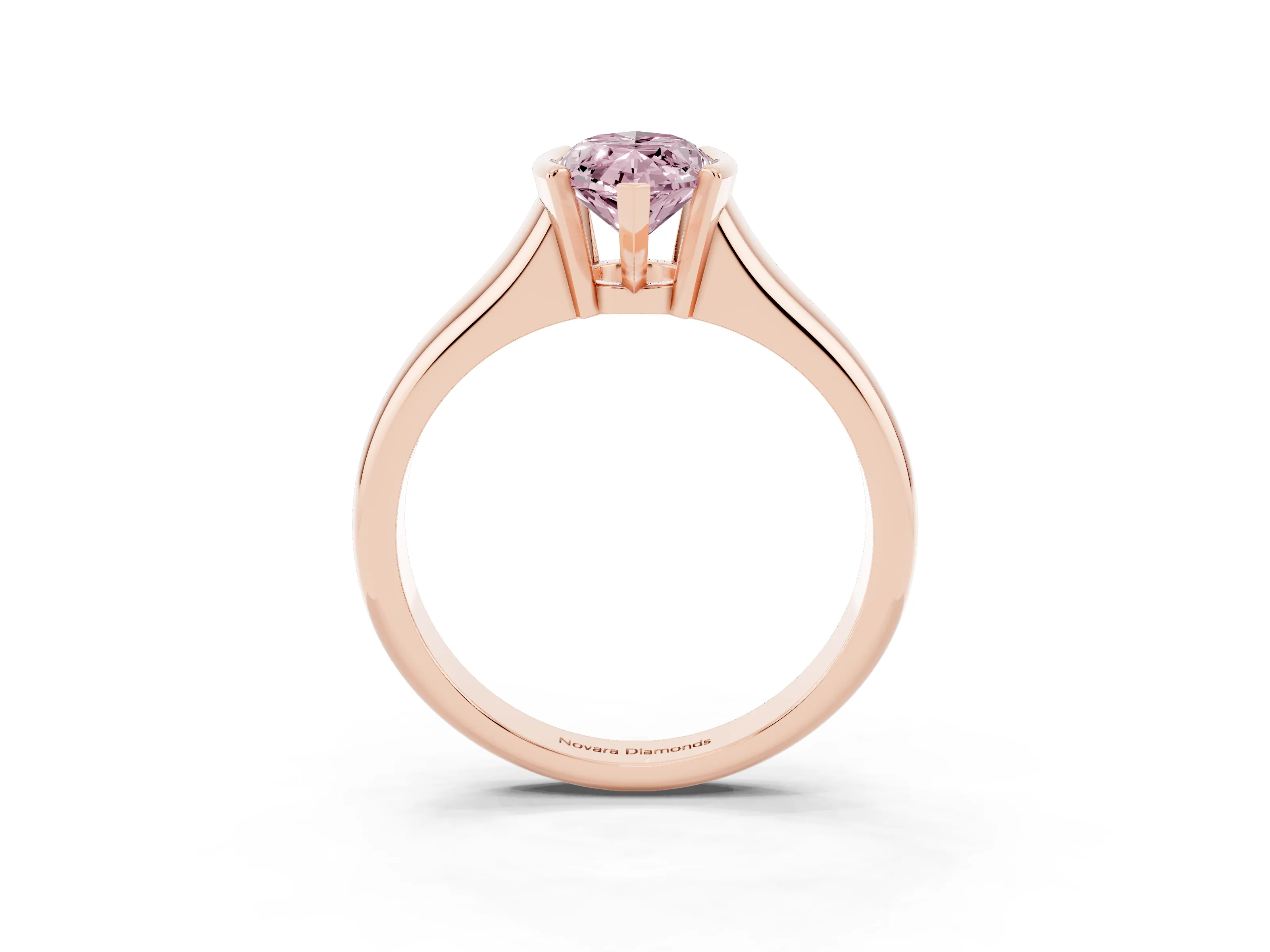 Fancy Pink Marquise Cut Diamond Solitaire Tension Set Ring Set in Rose gold with Split Shank Band