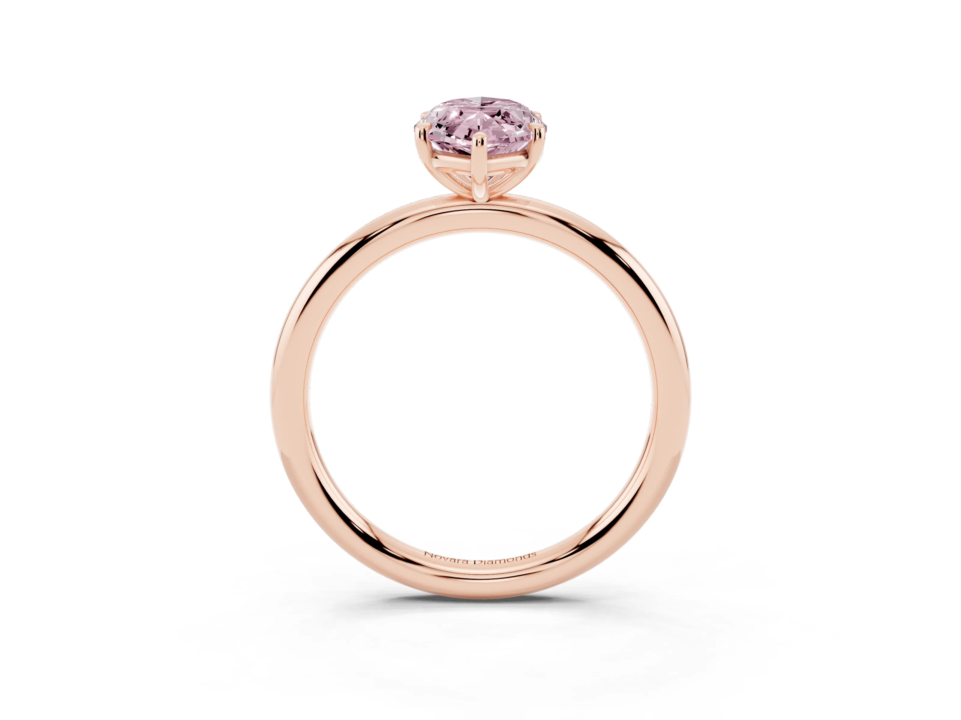 Fancy Pink Marquise Cut Diamond Solitaire Ring Set in Rose gold with Prong Setting on a Polished Plain Band