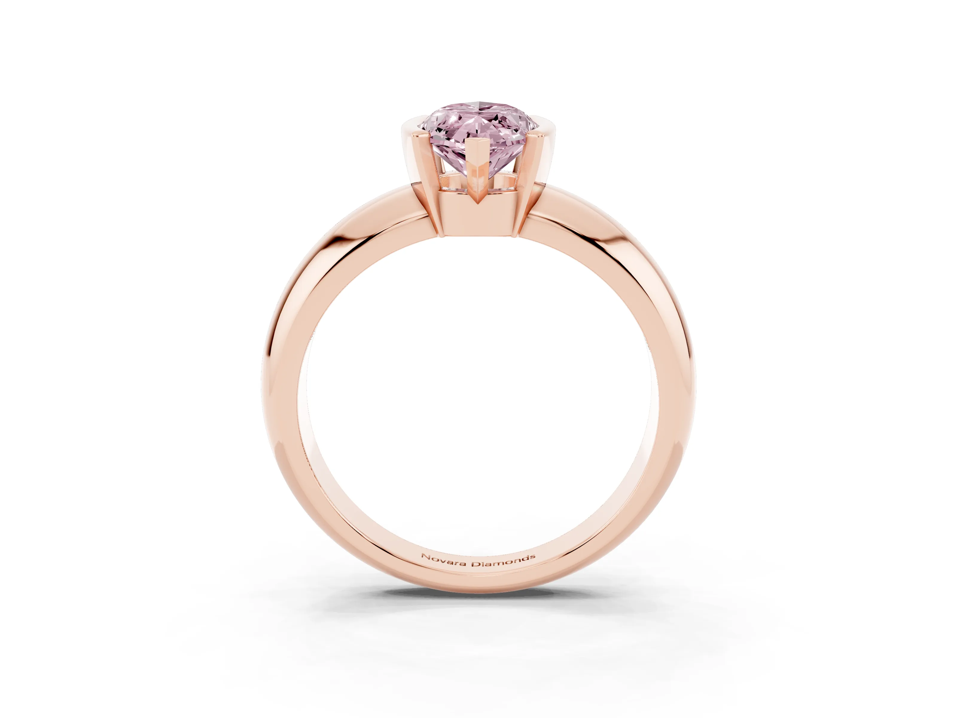 Fancy Pink Marquise Cut Diamond Solitaire Tension Set Ring Set in Rose gold with Wide Band