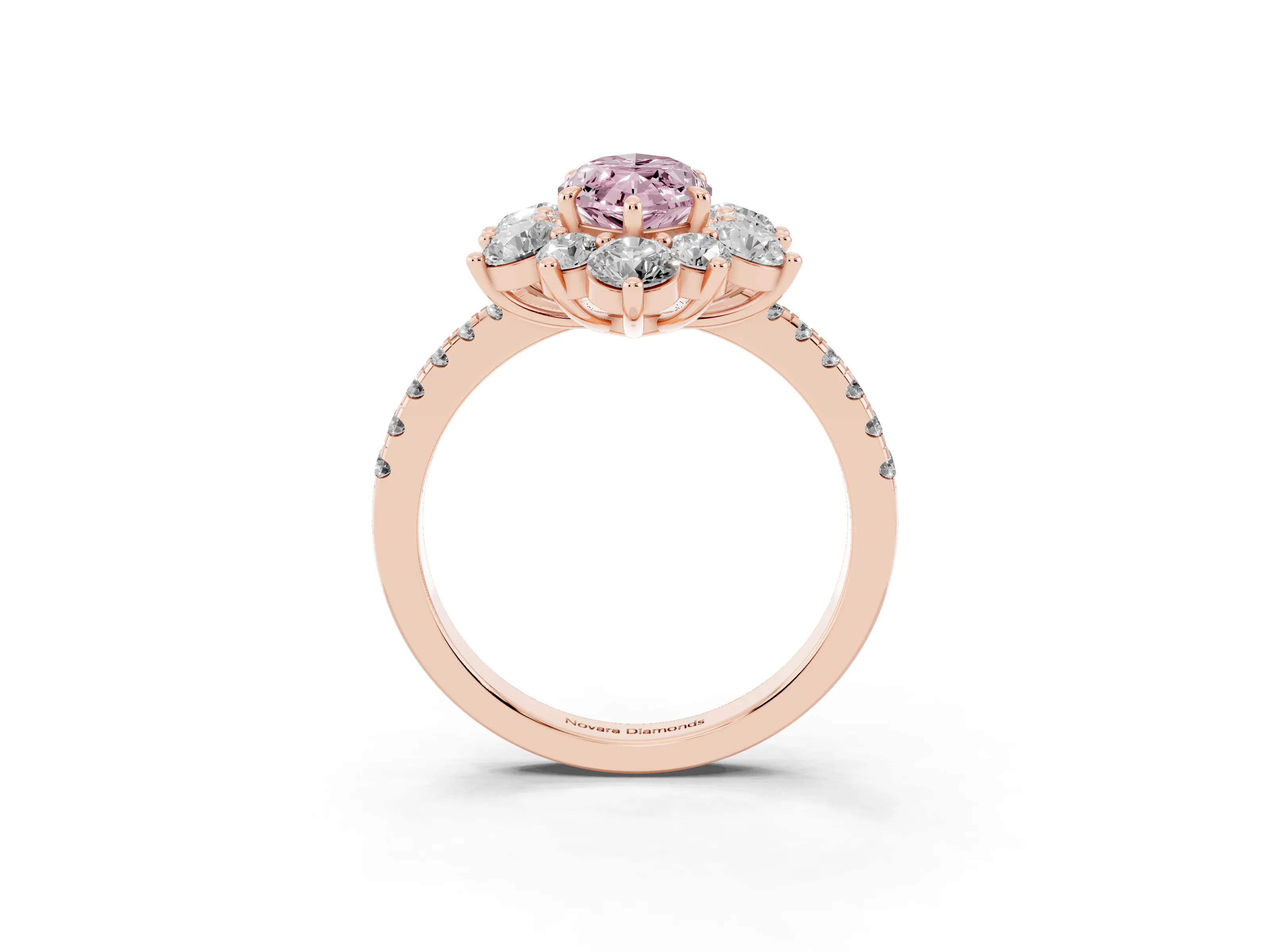 Marquise Star Floral Halo Engagement Ring Setting for a Fancy Pink Lab-Grown Diamond | Rose Gold