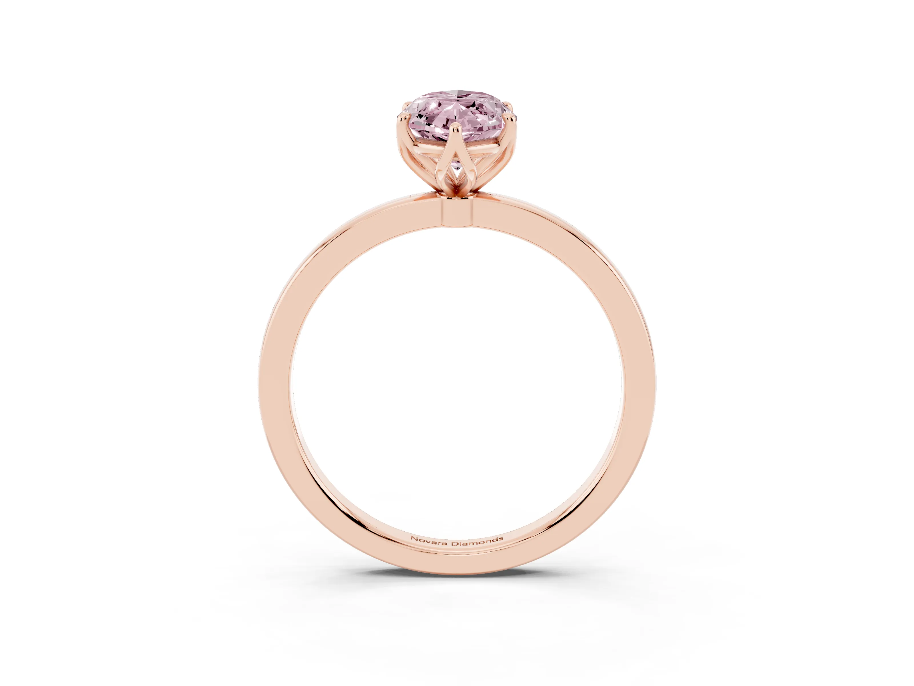 Fancy Pink Marquise Cut Diamond Solitaire Ring Set in Rose gold with Prong Setting and Thin Polished Band