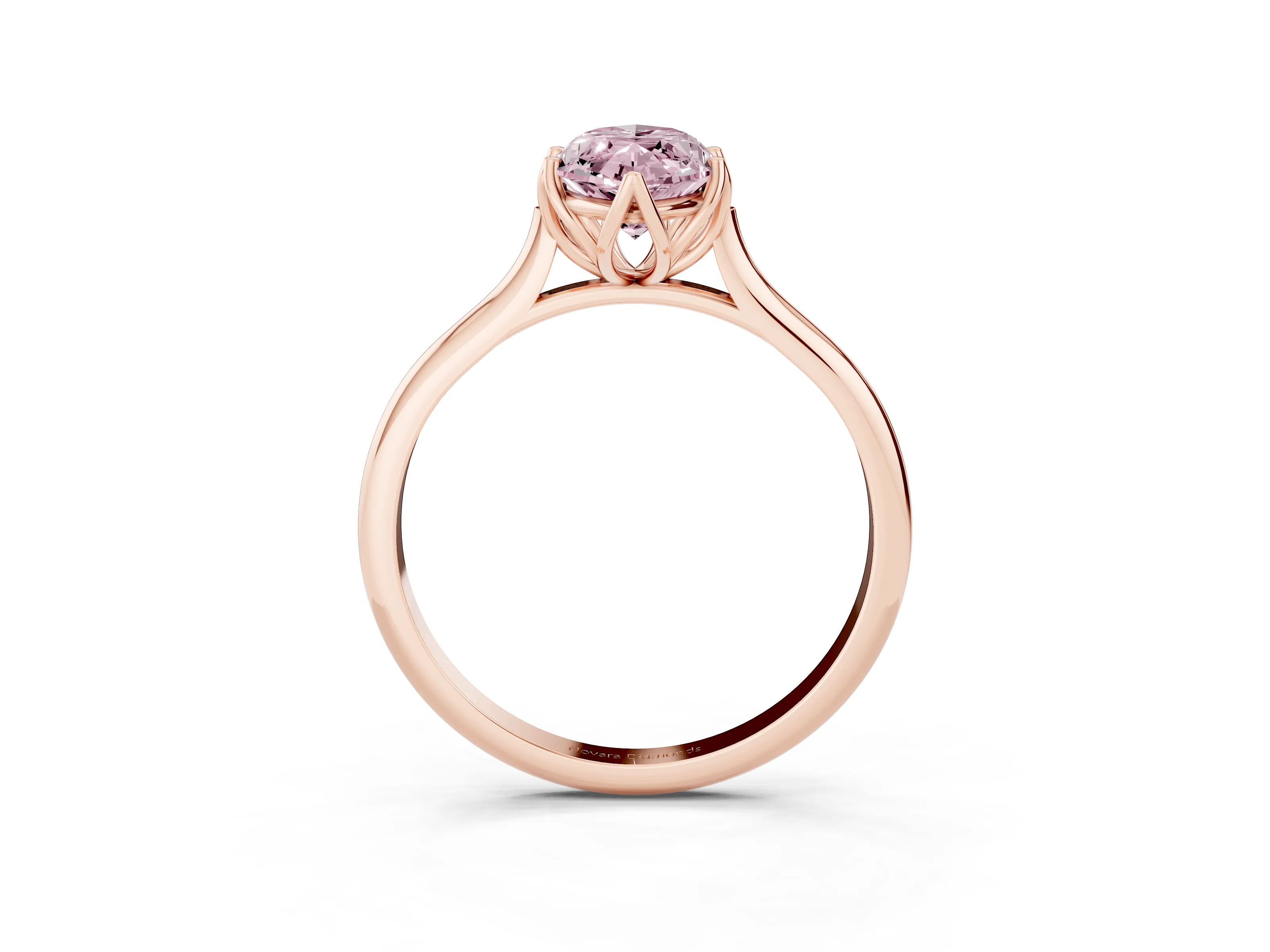Fancy Pink Marquise Cut Diamond Solitaire Cathedral Ring Set in Rose gold with Prong Setting