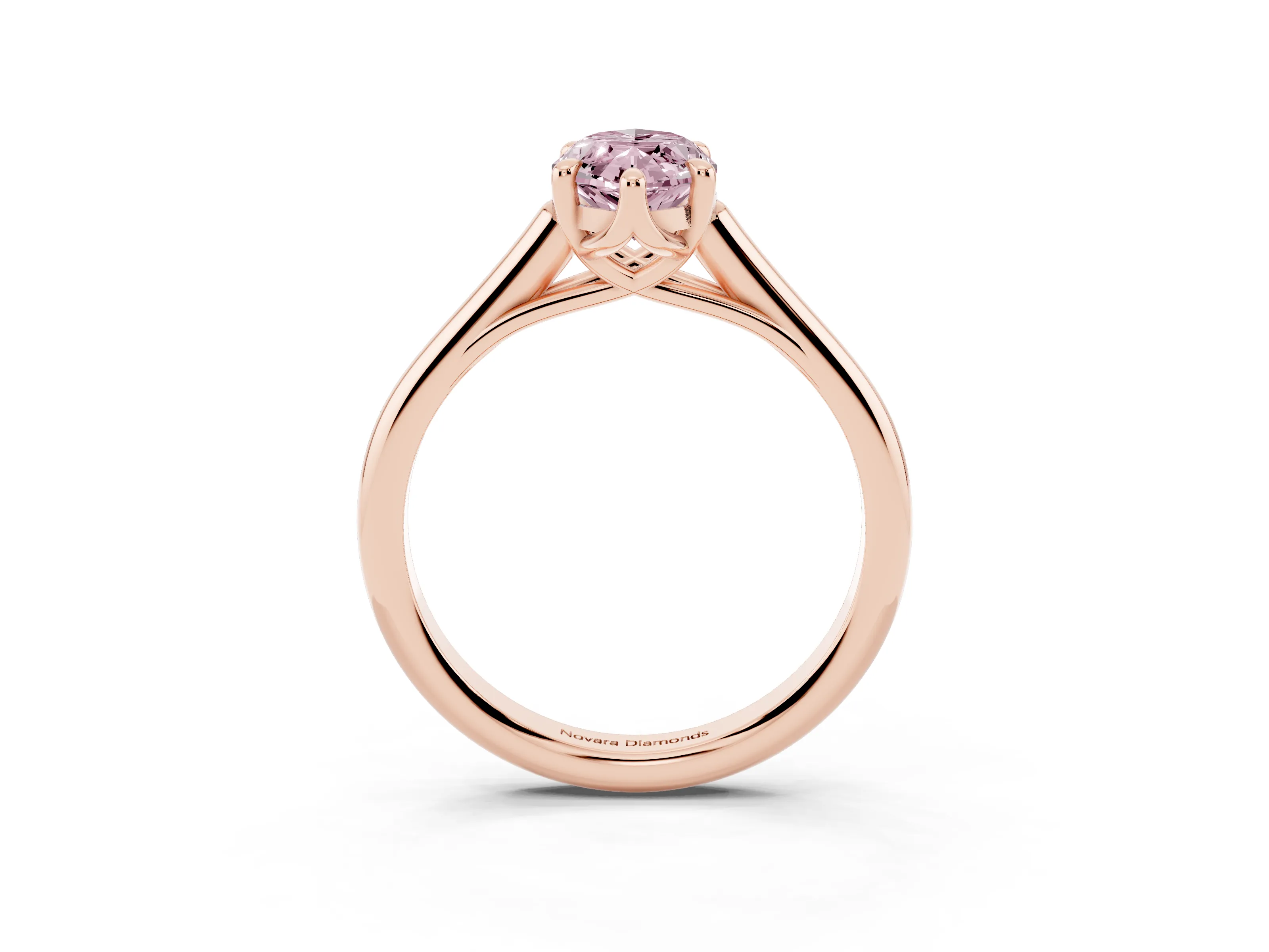 Fancy Pink Marquise Cut Diamond Solitaire Engagement Ring Set in Rose gold with Prong Setting and Plain Classic Band