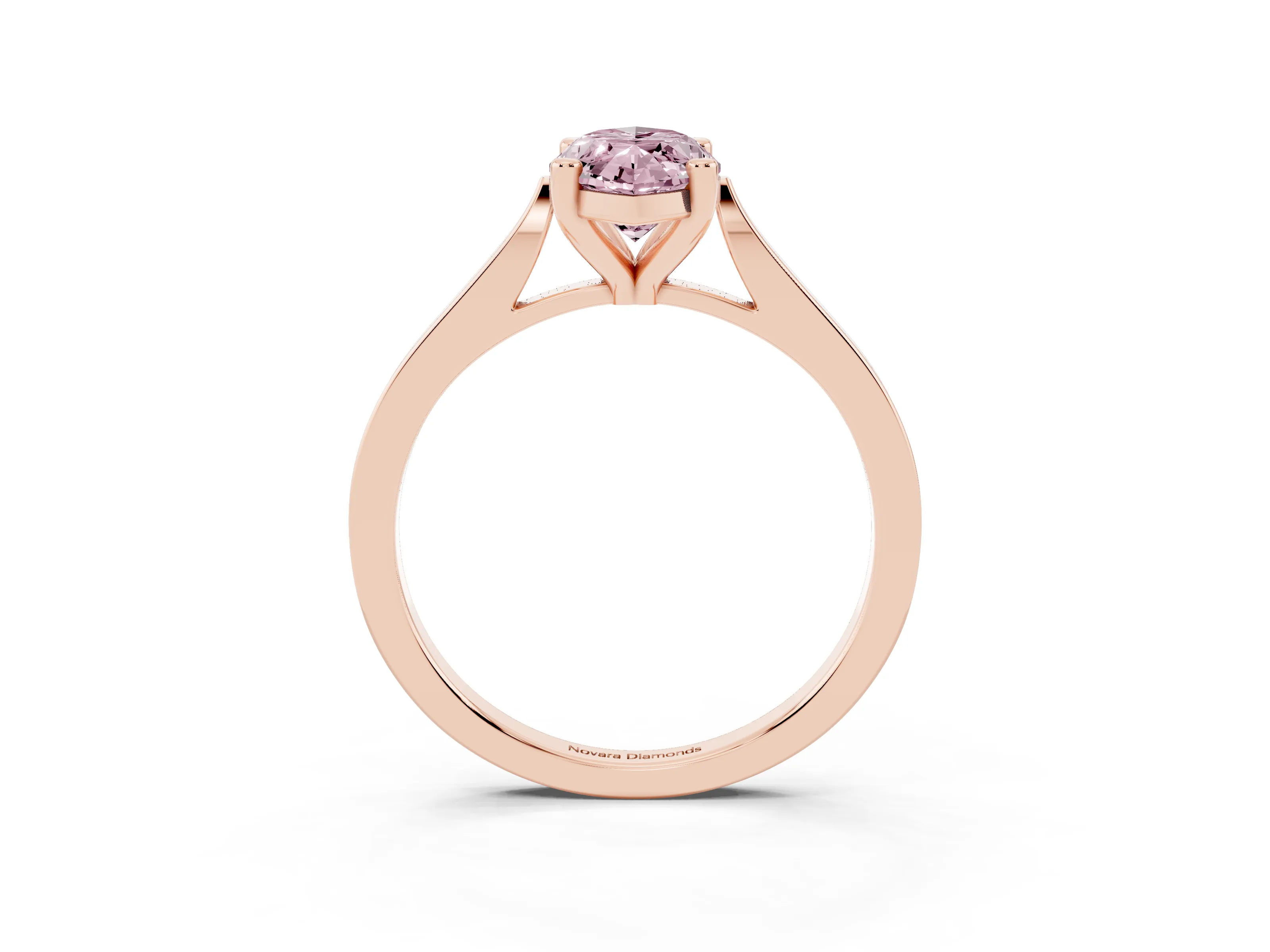 Fancy Pink Marquise Cut Diamond Solitaire Ring Set in Rose gold with Prong Setting and Tapered Band