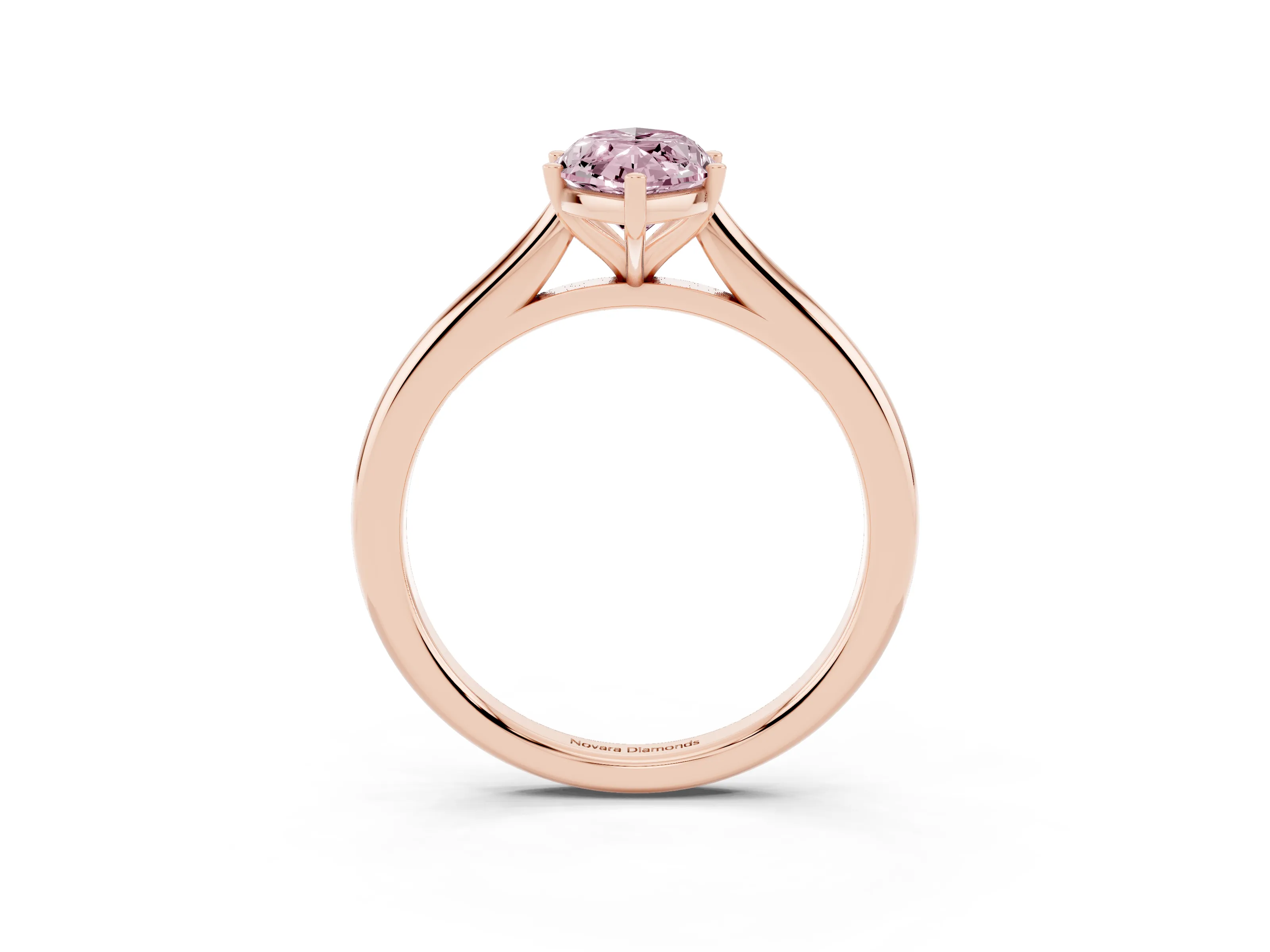 Fancy Pink Marquise Cut Diamond Solitaire Ring Set in Rose gold with Cathedral Band and Prong Setting