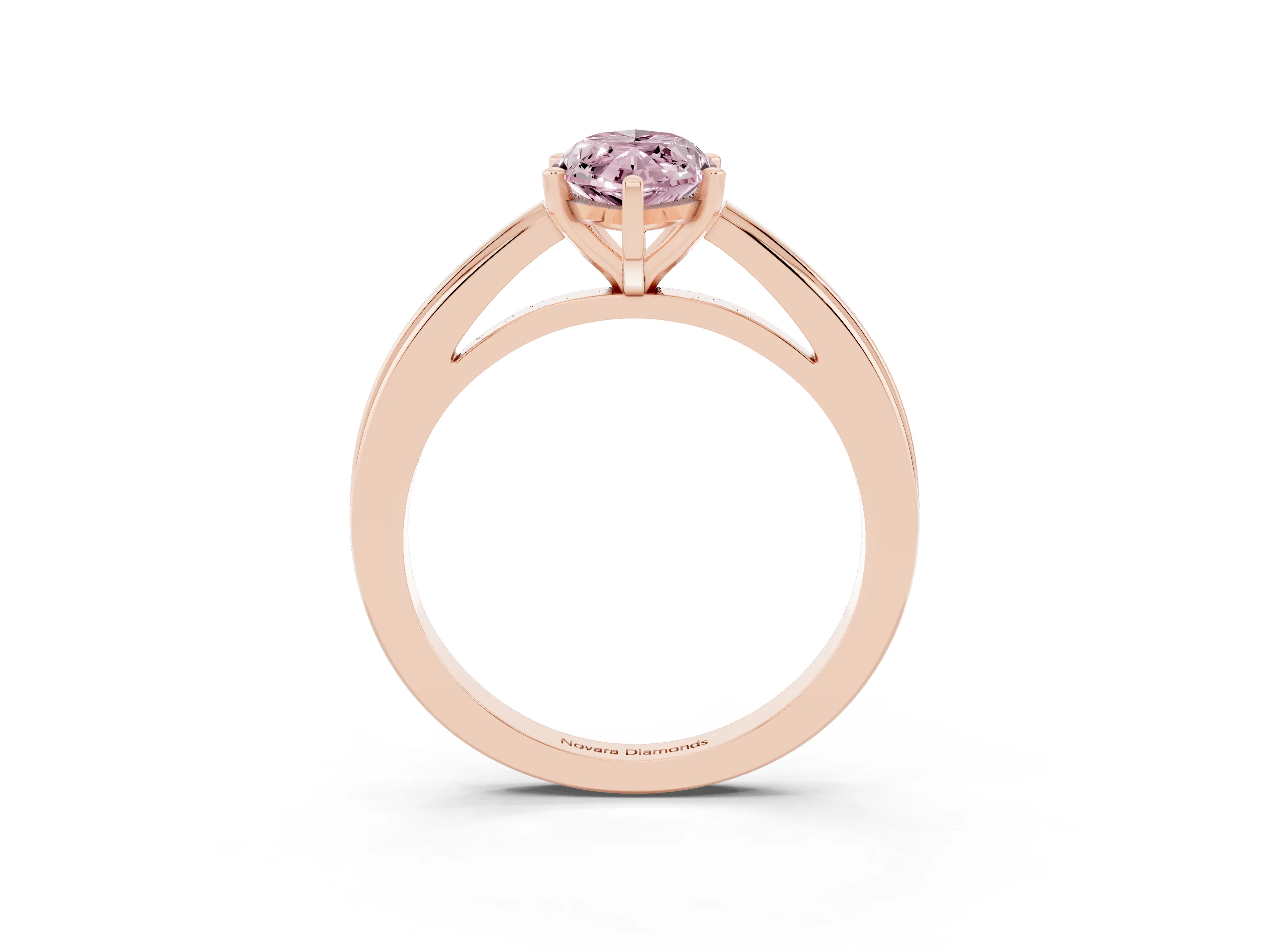 Fancy Pink Marquise Cut Diamond Solitaire Ring Set in Rose gold with Prong Setting and Classic Band