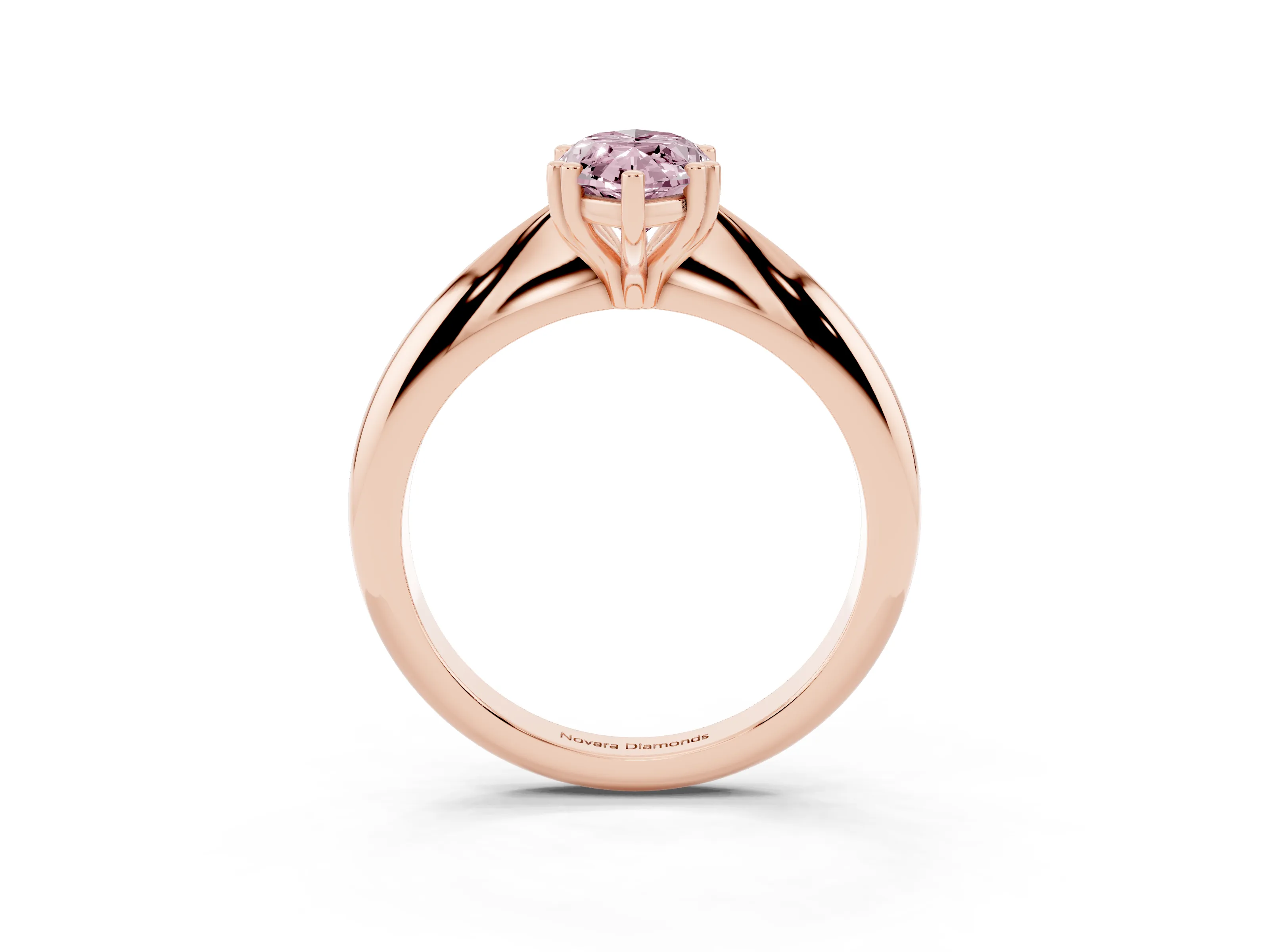 Fancy Pink Marquise Cut Diamond Solitaire Engagement Ring Set in Rose gold with Tapered Band and Prong Setting