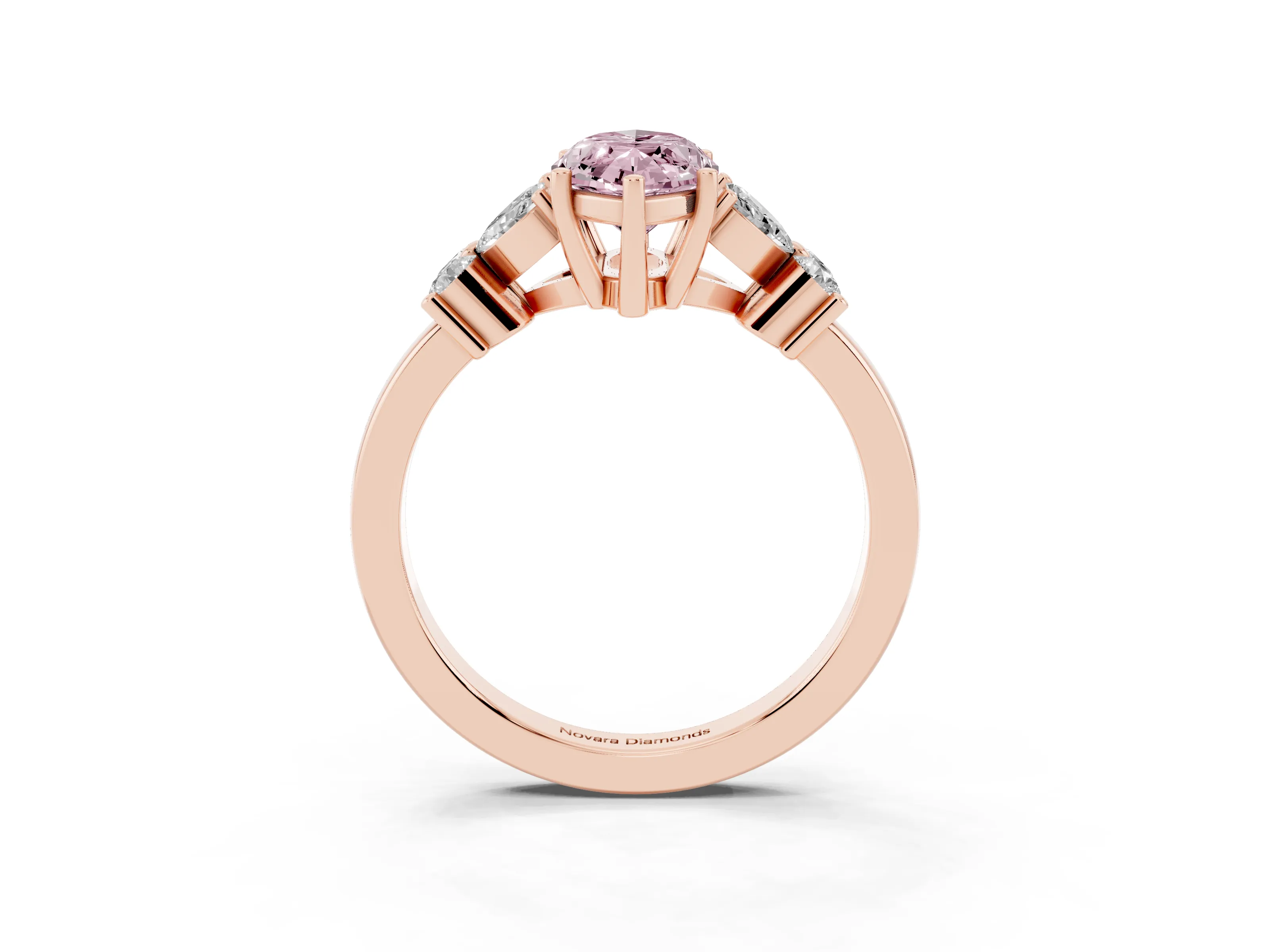 Fancy Pink Marquise Cut Diamond Floral Cluster Ring Set in Rose gold with Marquise Petals and Prong Setting