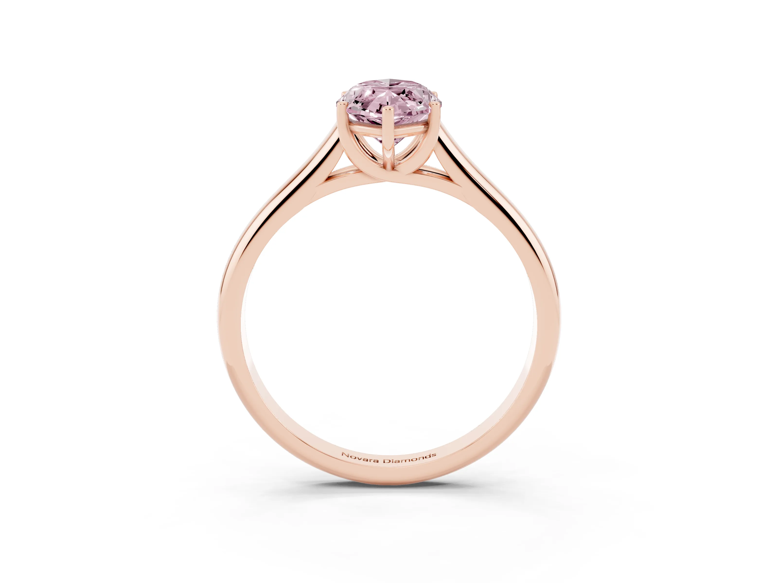 Fancy Pink Marquise Cut Diamond Solitaire Engagement Ring Set in Rose gold with Subtly Tapered Band and Prong Setting