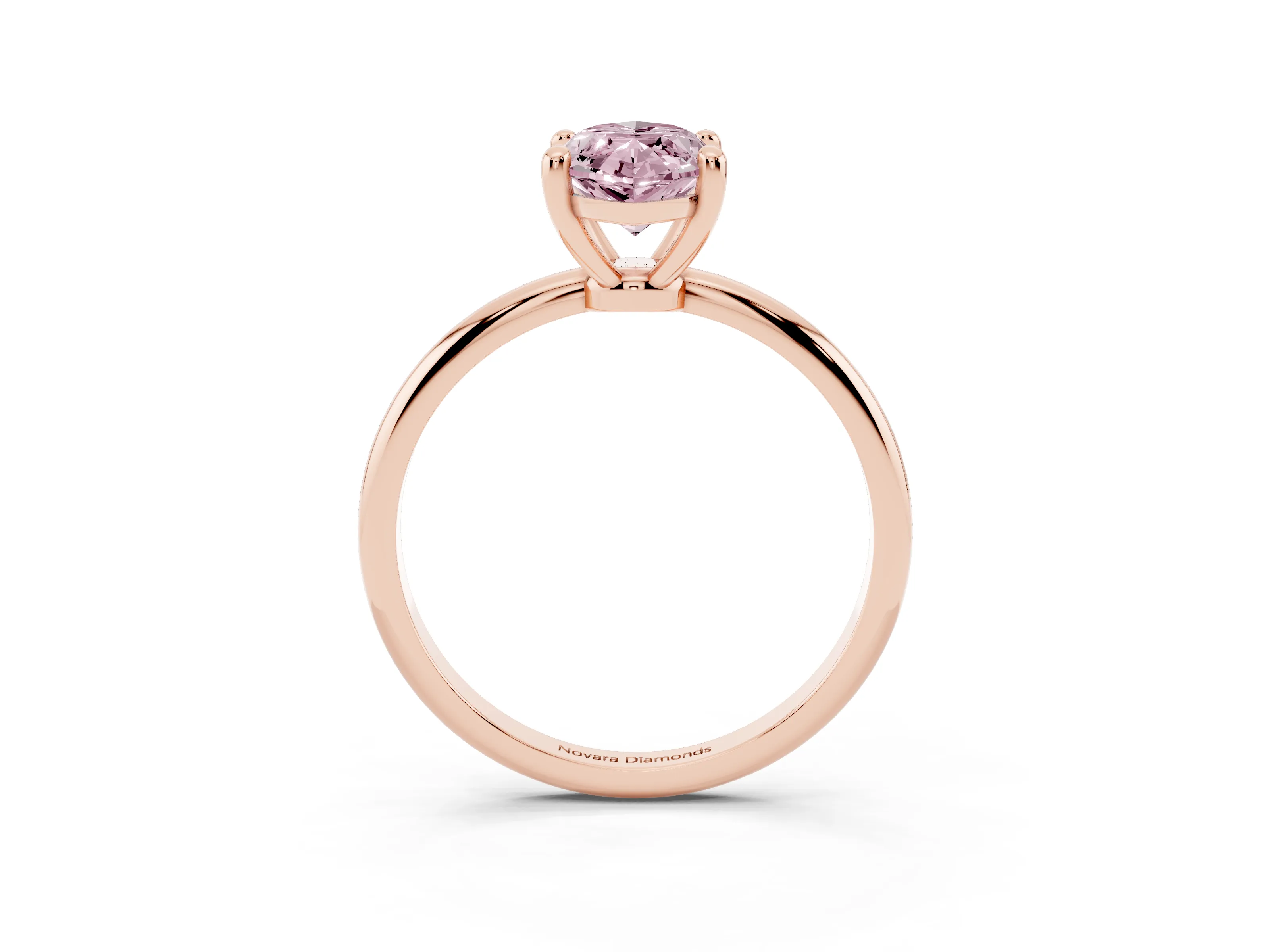 Fancy Pink Marquise Cut Diamond Solitaire Ring Set in Rose gold with Secure Prong Setting on a Classic Band