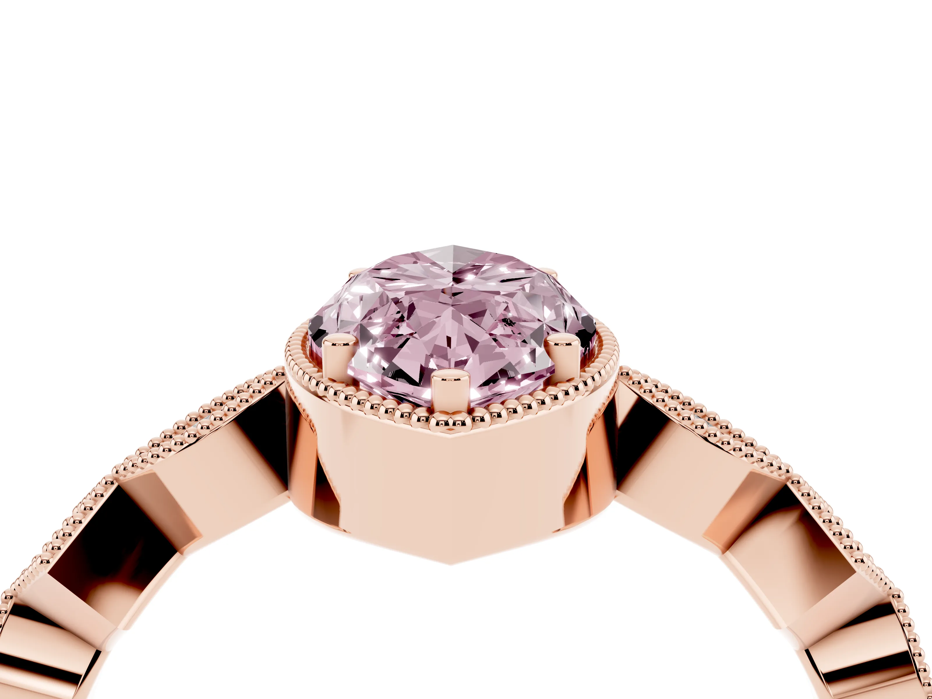 Fancy Pink Marquise Cut Diamond Milgrain Marquise Twist Band Ring Set in Rose gold with Prong Setting