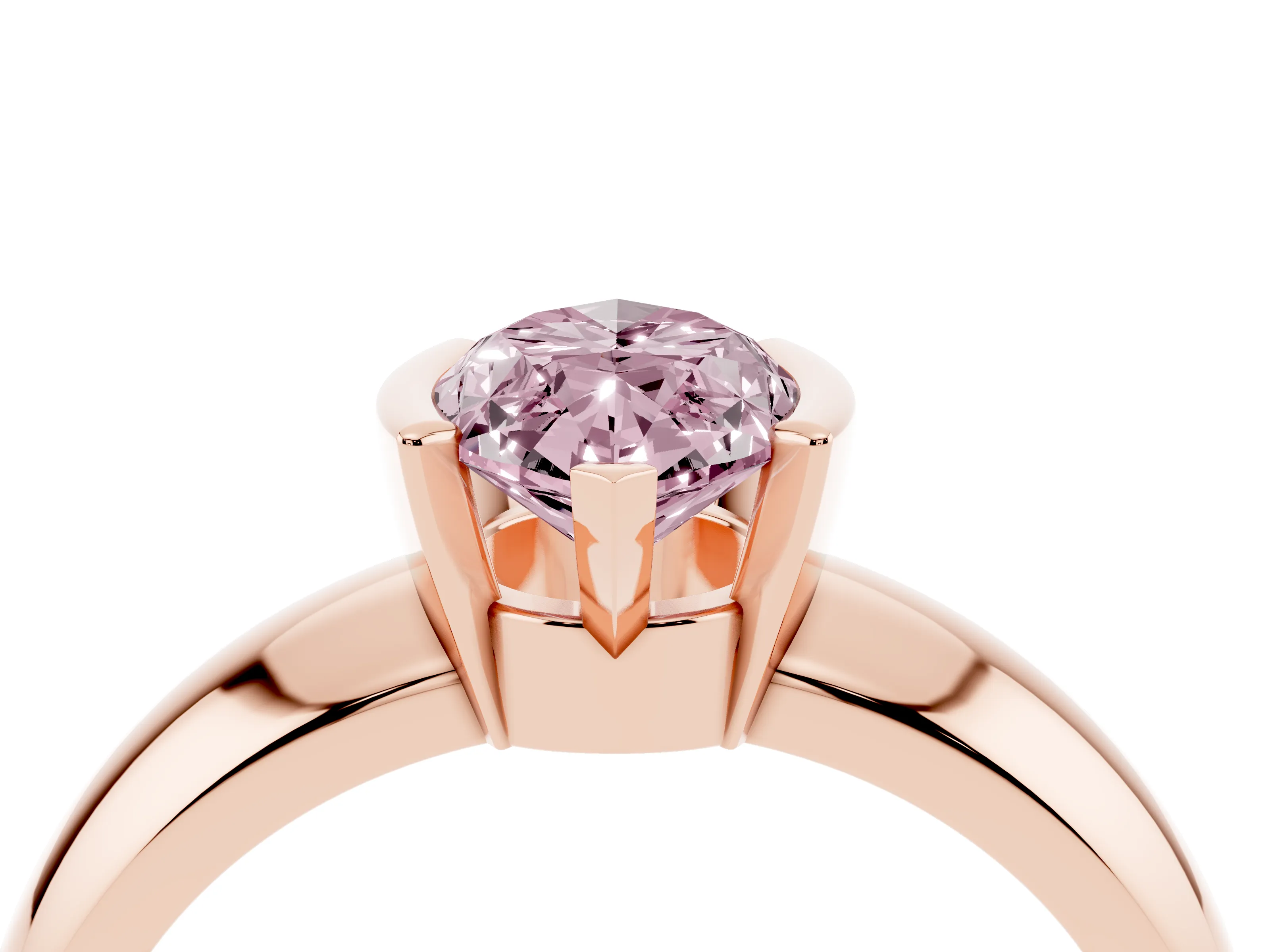 Fancy Pink Marquise Cut Diamond Solitaire Tension Set Ring Set in Rose gold with Wide Band