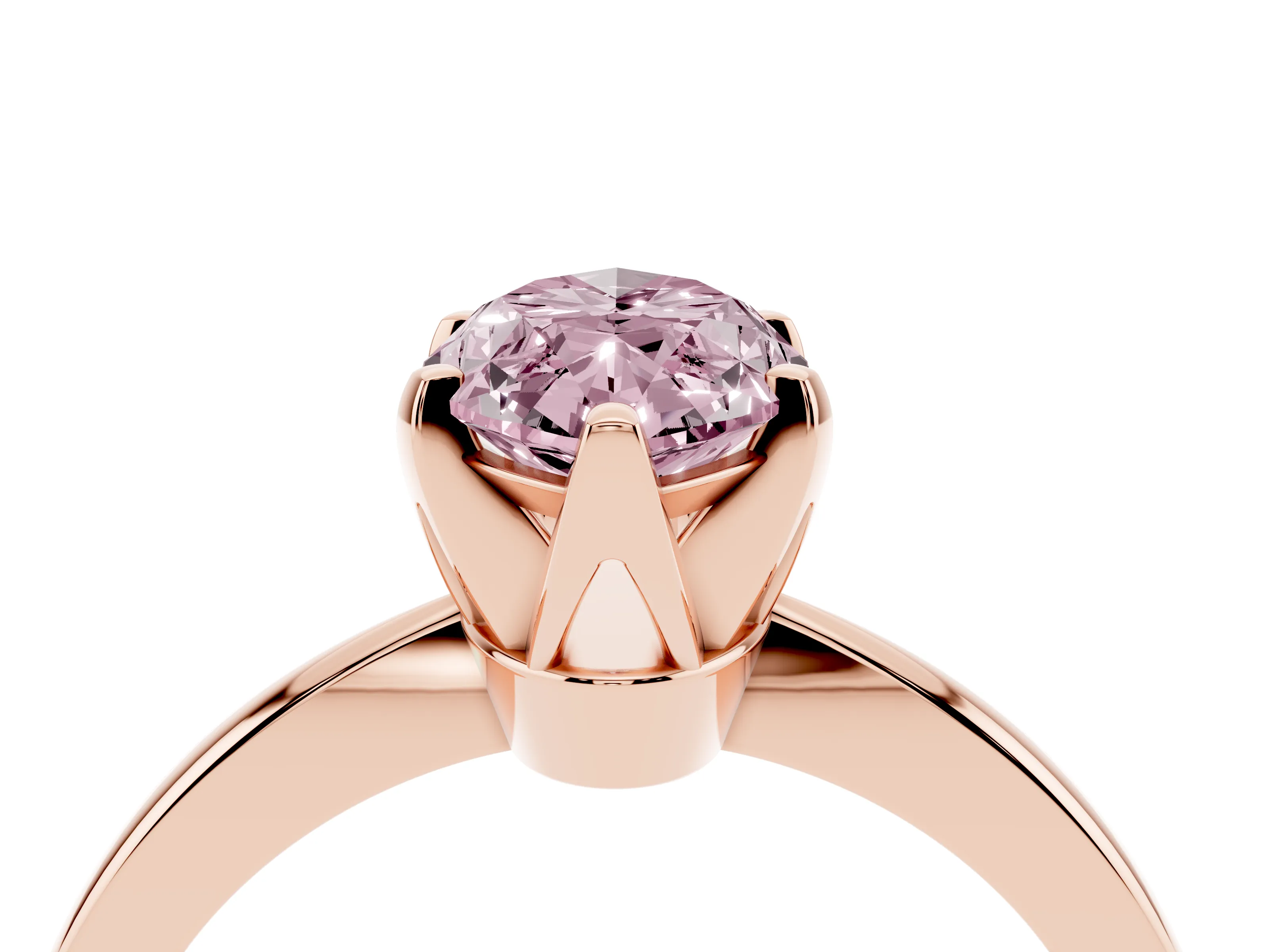 Fancy Pink Marquise Cut Diamond Solitaire Engagement Ring Set in Rose gold with Slim Tapered Solitaire Band