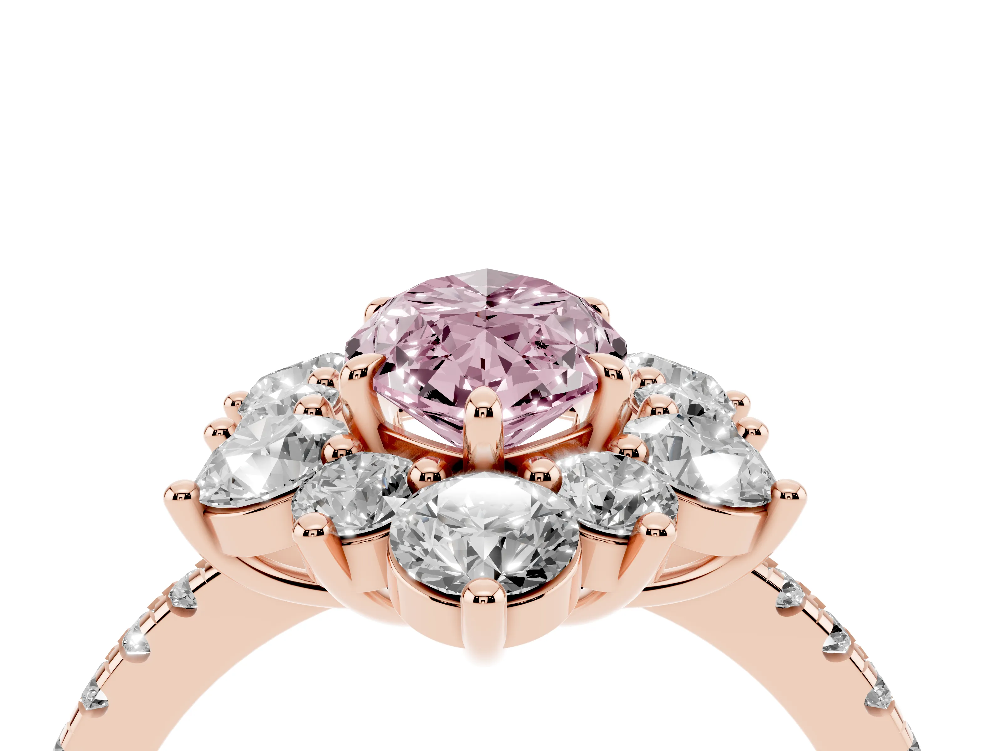 Marquise Star Floral Halo Engagement Ring Setting for a Fancy Pink Lab-Grown Diamond | Rose Gold