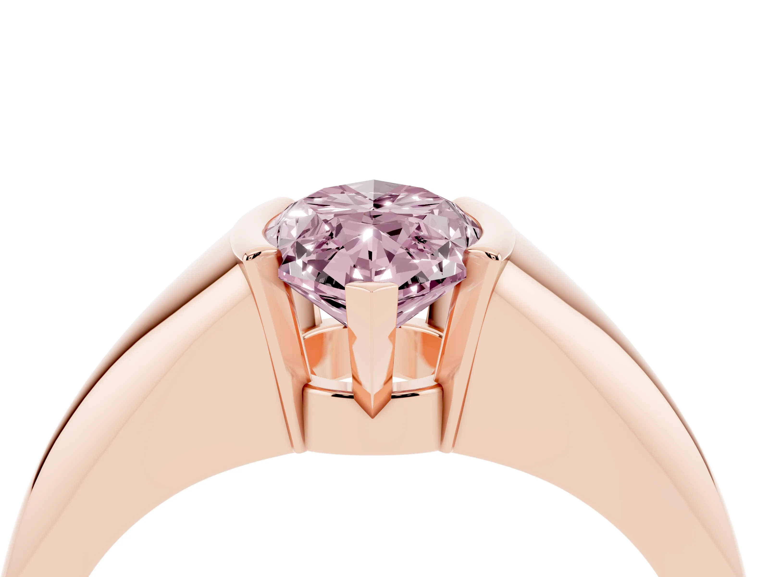 Fancy Pink Marquise Cut Diamond Solitaire Tension Set Ring Set in Rose gold
