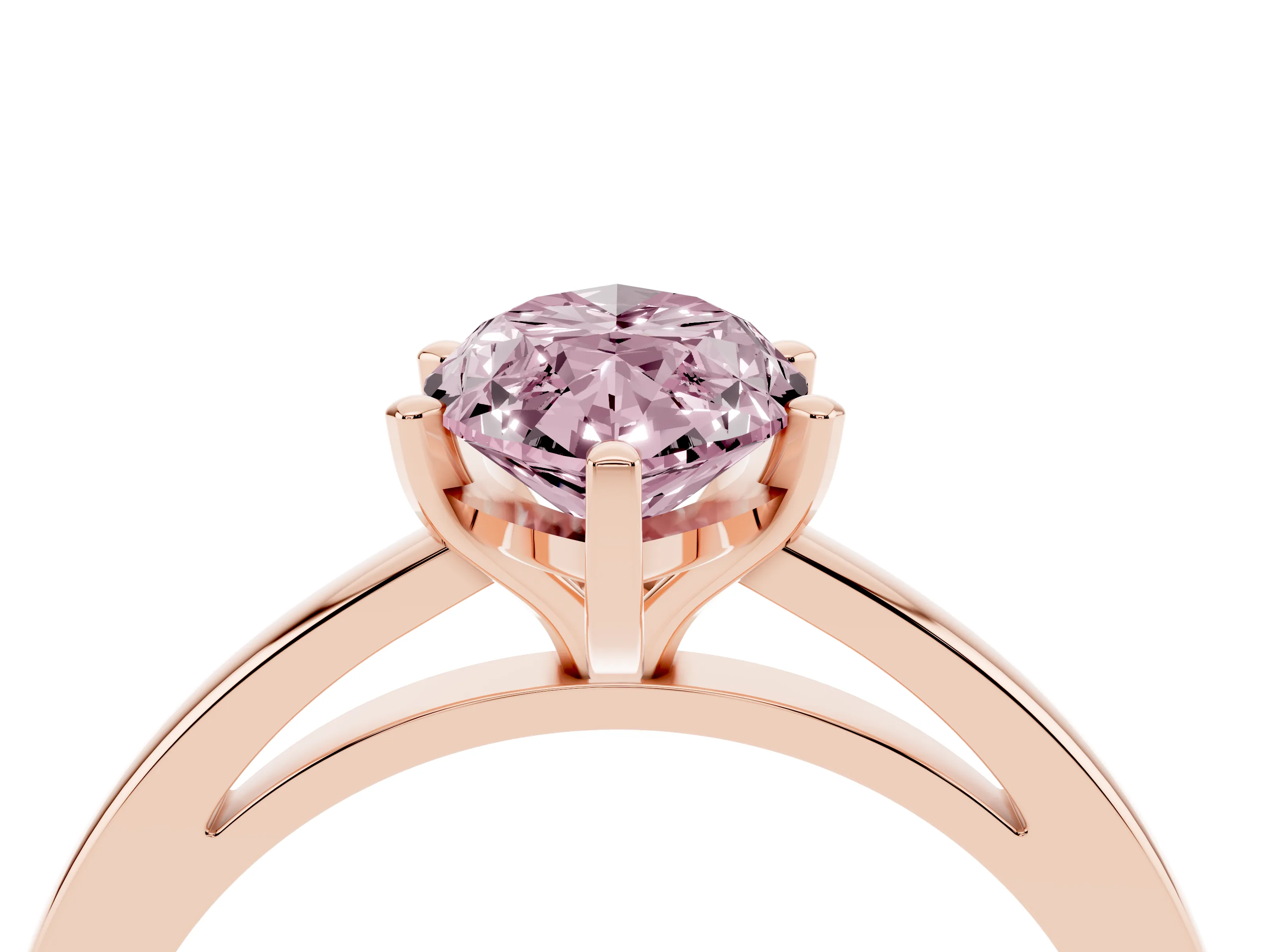 Fancy Pink Marquise Cut Diamond Solitaire Engagement Ring Set in Rose gold with Prong Setting on a Classic Band