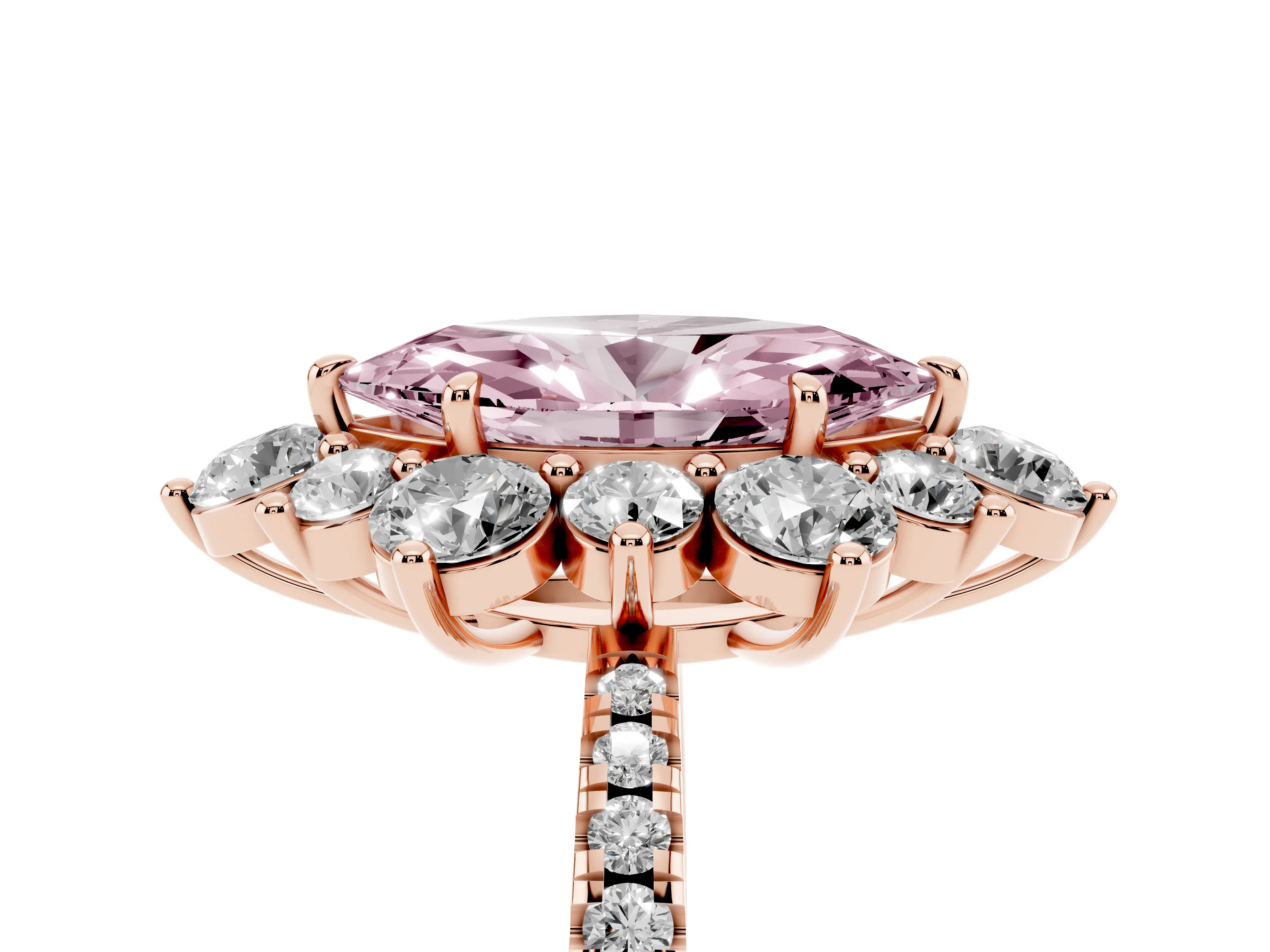 Marquise Star Floral Halo Engagement Ring Setting for a Fancy Pink Lab-Grown Diamond | Rose Gold
