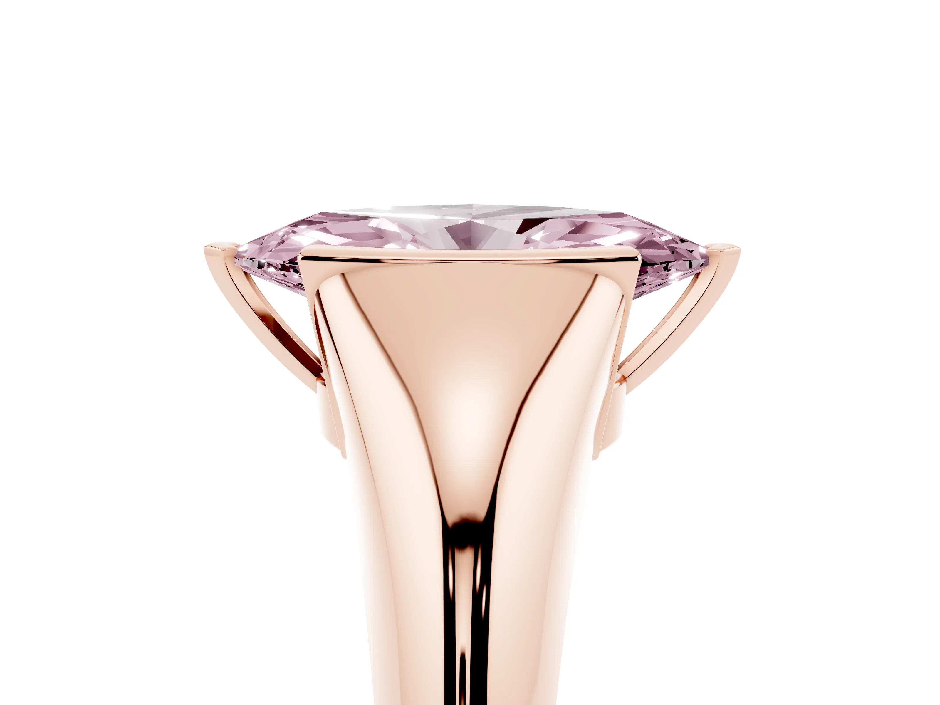 Fancy Pink Marquise Cut Diamond Solitaire Tension Set Ring Set in Rose gold
