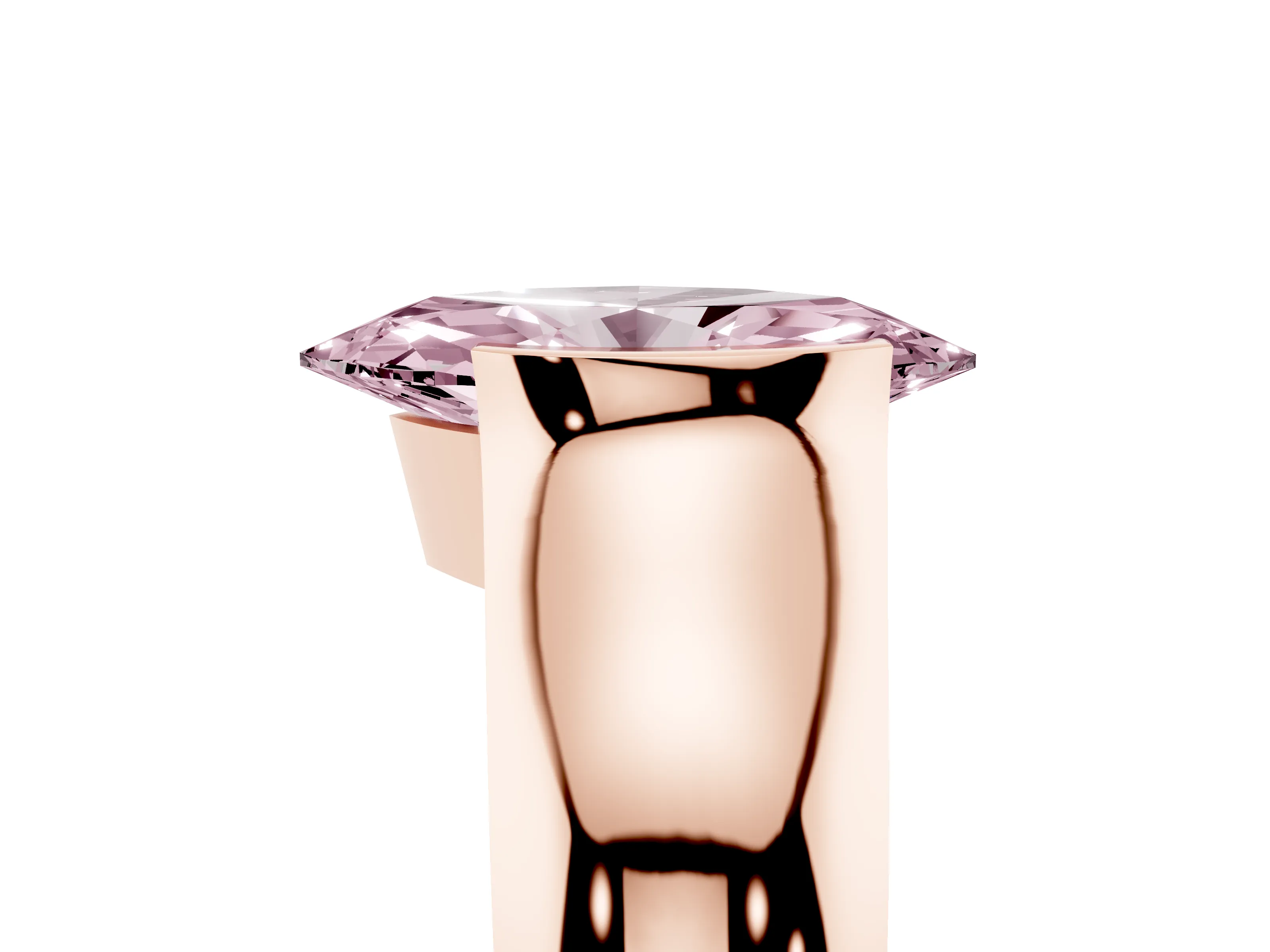 Fancy Pink Marquise Cut Diamond Bezel Solitaire Ring Set in Rose gold with Wide Band