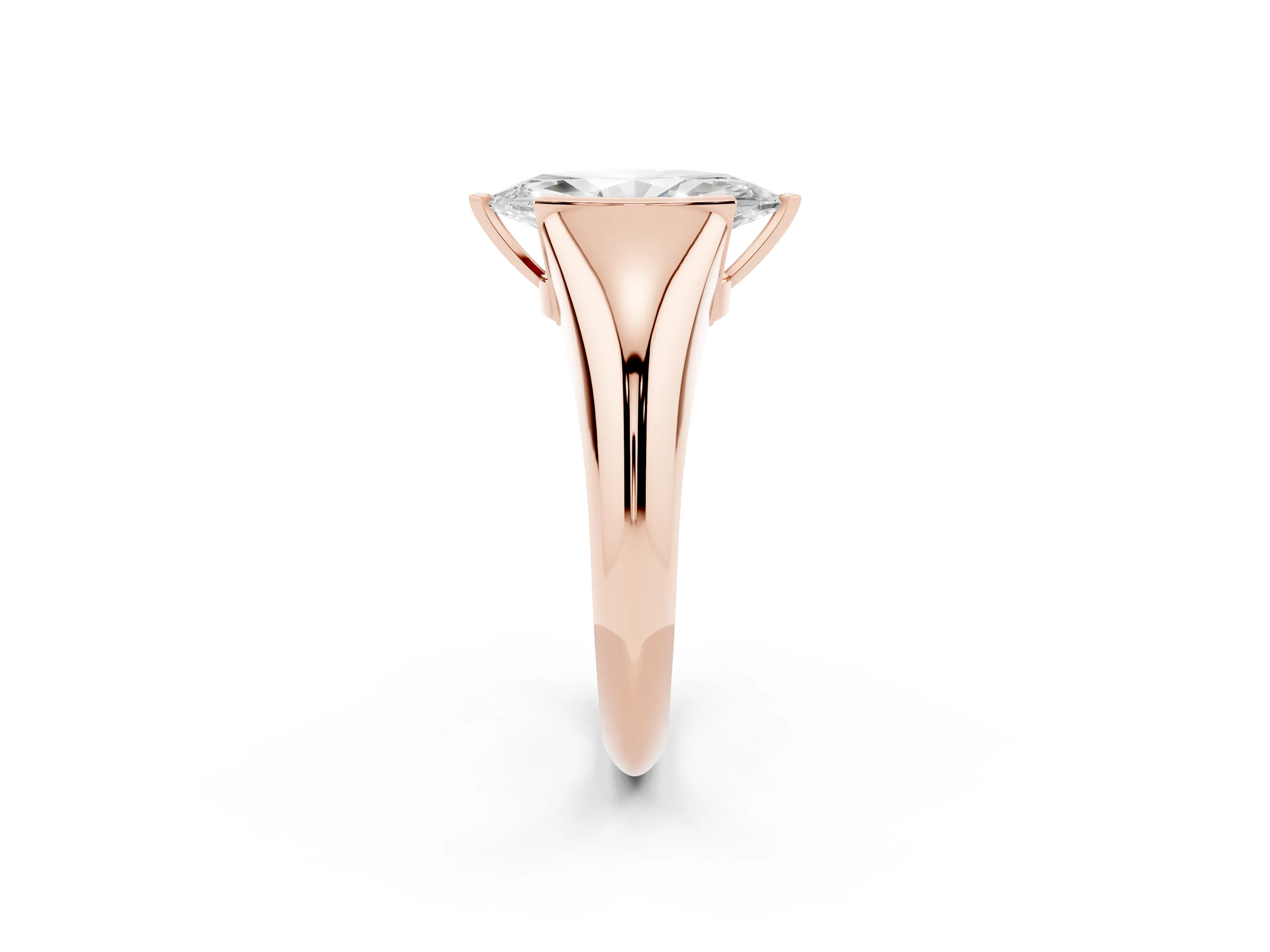 Marquise Cut Diamond Solitaire Tension Set Ring Set in Rose gold