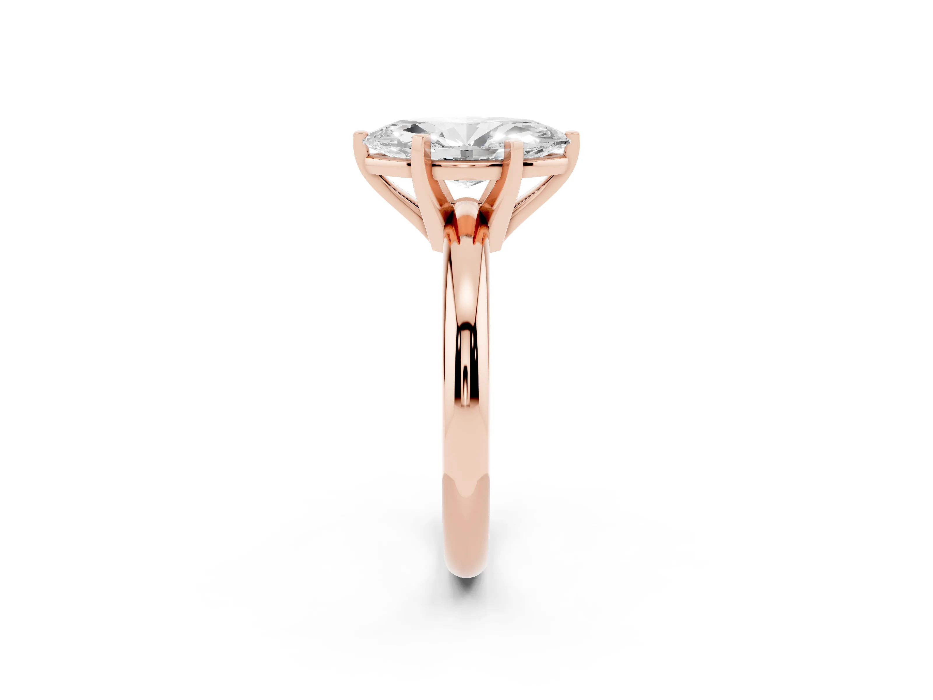 Marquise Cut Diamond Solitaire Engagement Ring Set in Rose gold with Round Band and Prong Setting