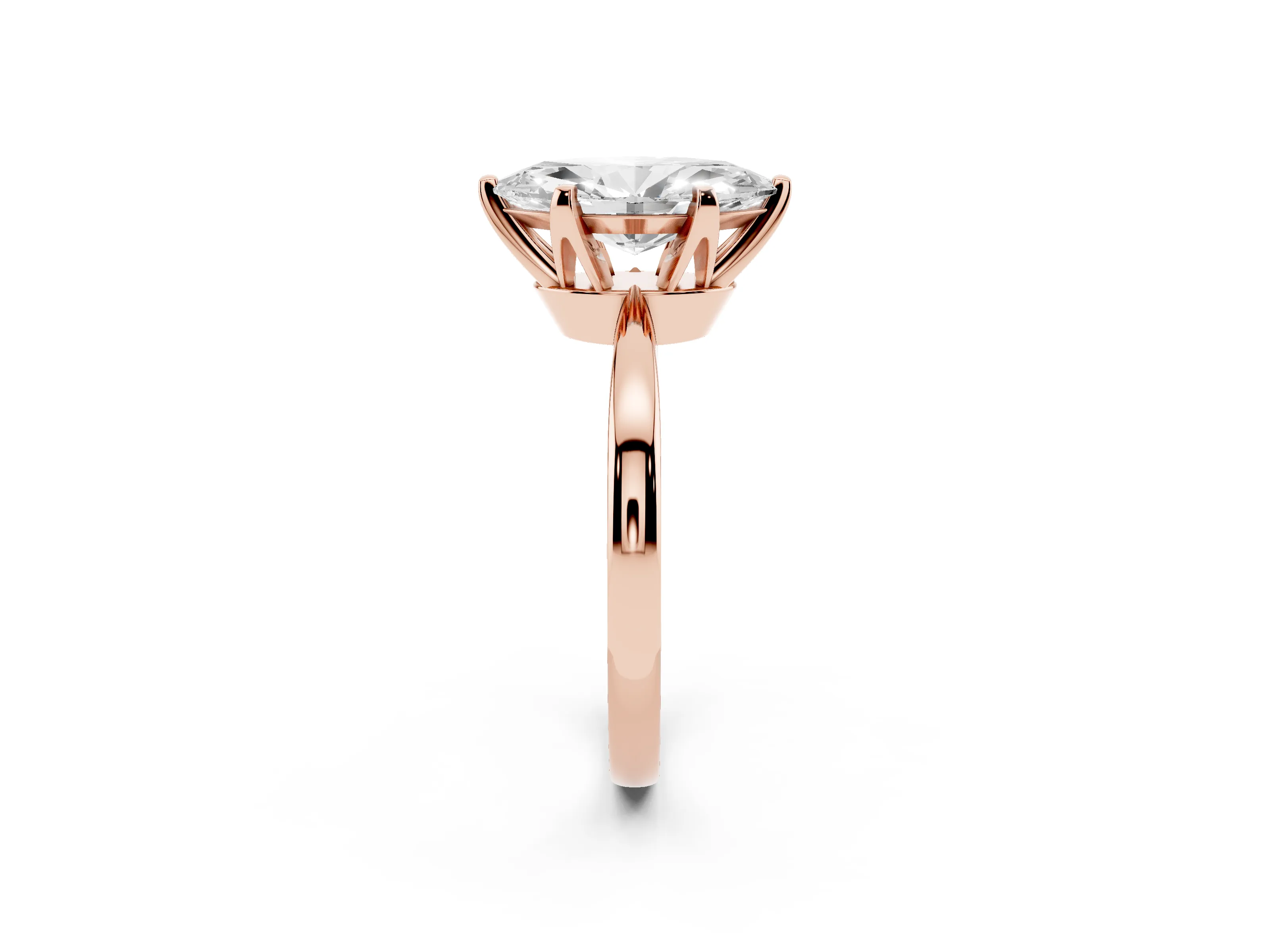Marquise Cut Diamond Solitaire Engagement Ring Set in Rose gold with Slim Tapered Solitaire Band