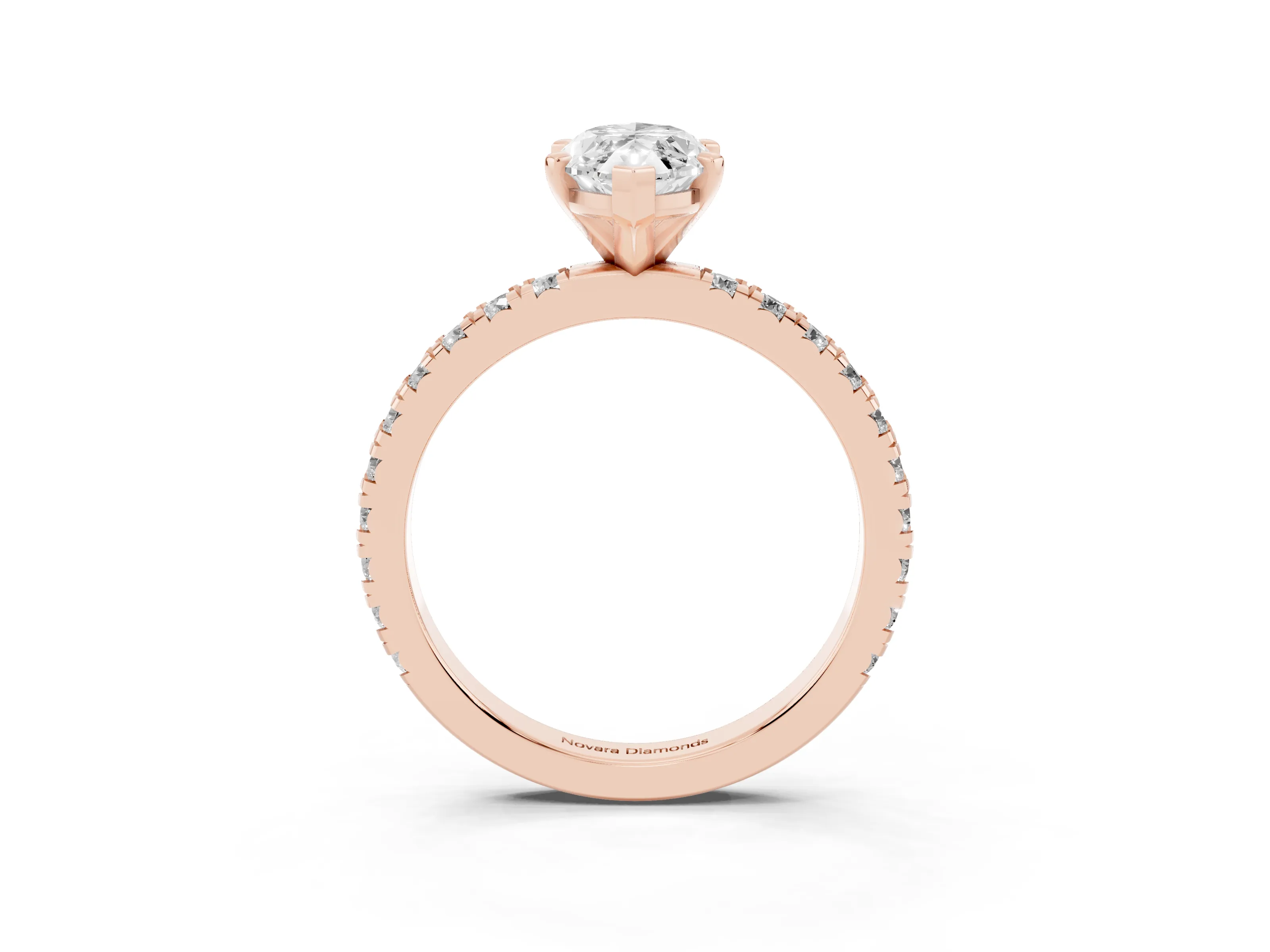 Marquise Cut Diamond Pavé Band Solitaire Set in Rose gold with Prong Setting