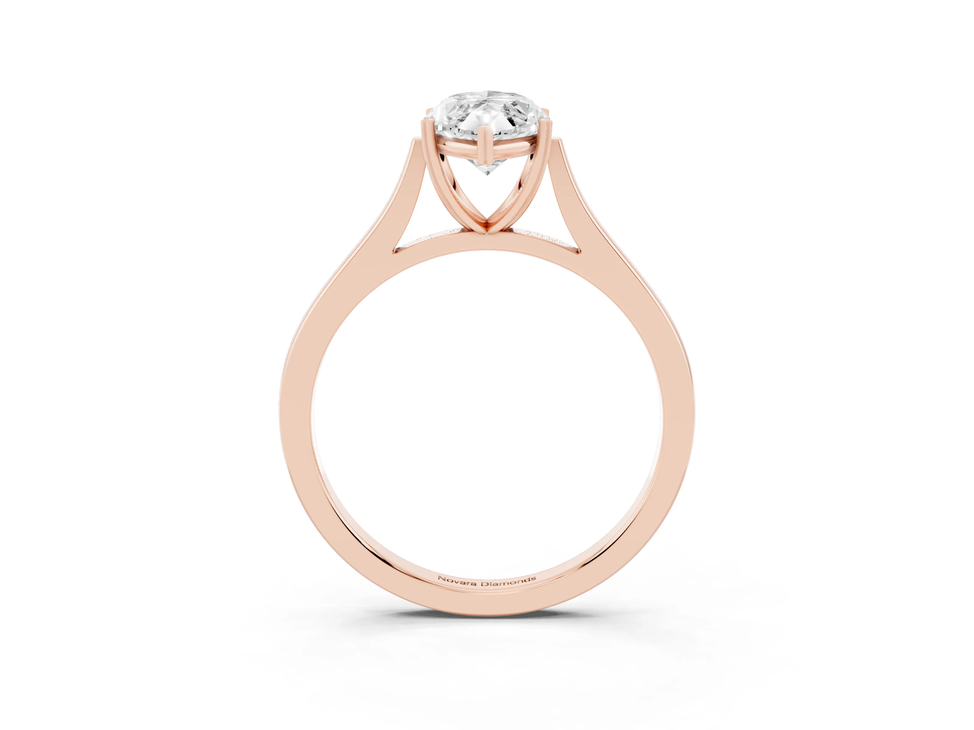 Marquise Cut Diamond Solitaire Heart Prong Engagement Ring Set in Rose gold with Tapered Band