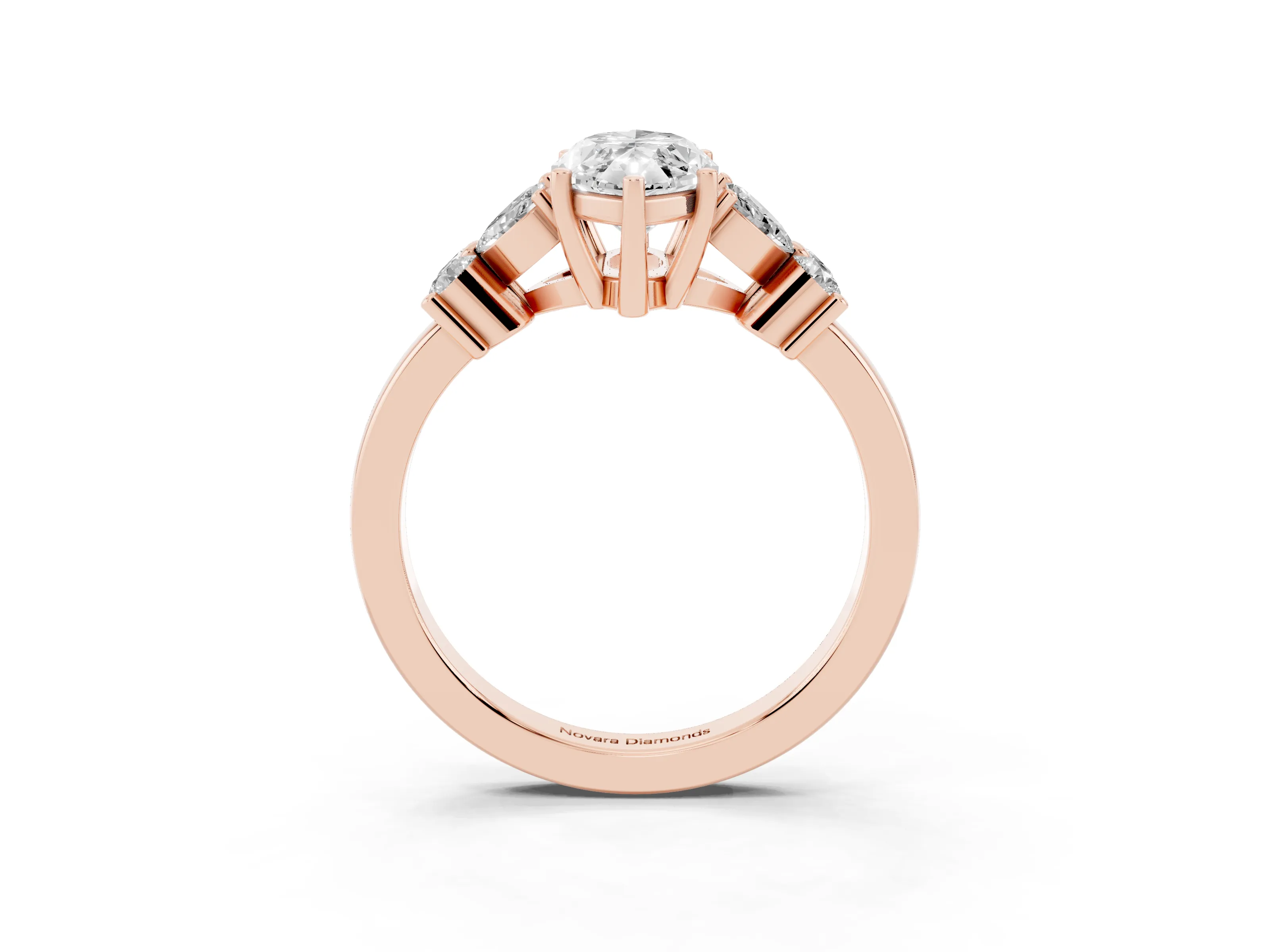 Marquise Cut Diamond Floral Cluster Ring Set in Rose gold with Marquise Petals and Prong Setting