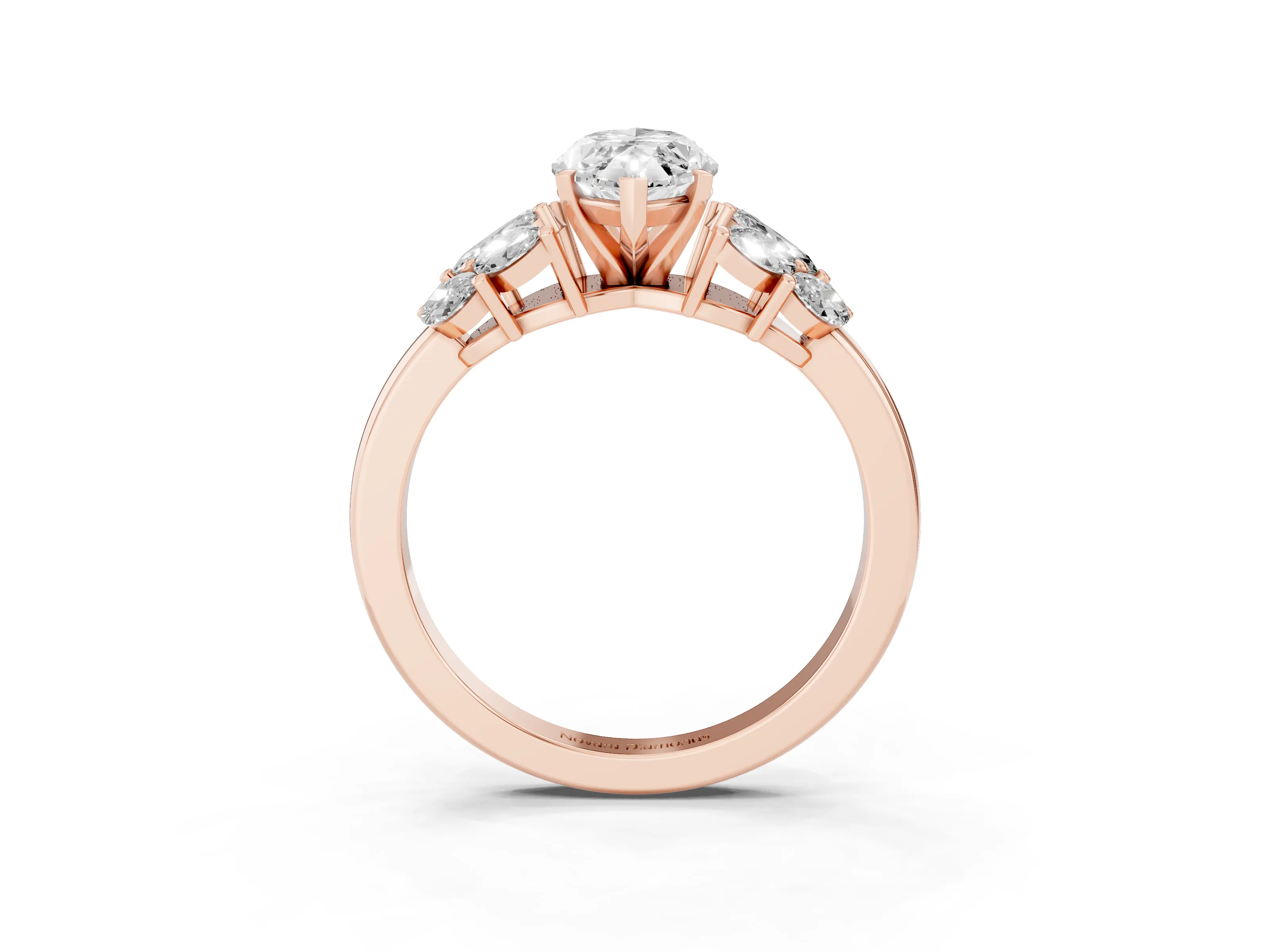 Marquise Cut Diamond Cluster Leaf Design Ring Set in Rose gold with Prong Setting
