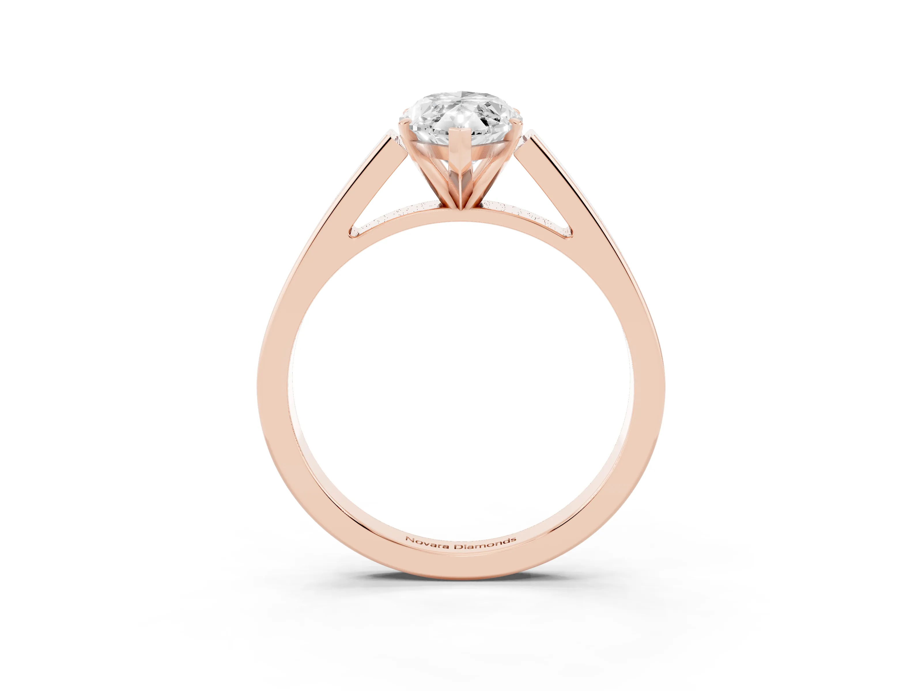 Marquise Cut Diamond Solitaire Engagement Ring Set in Rose gold with Prong Setting and Tapered Band