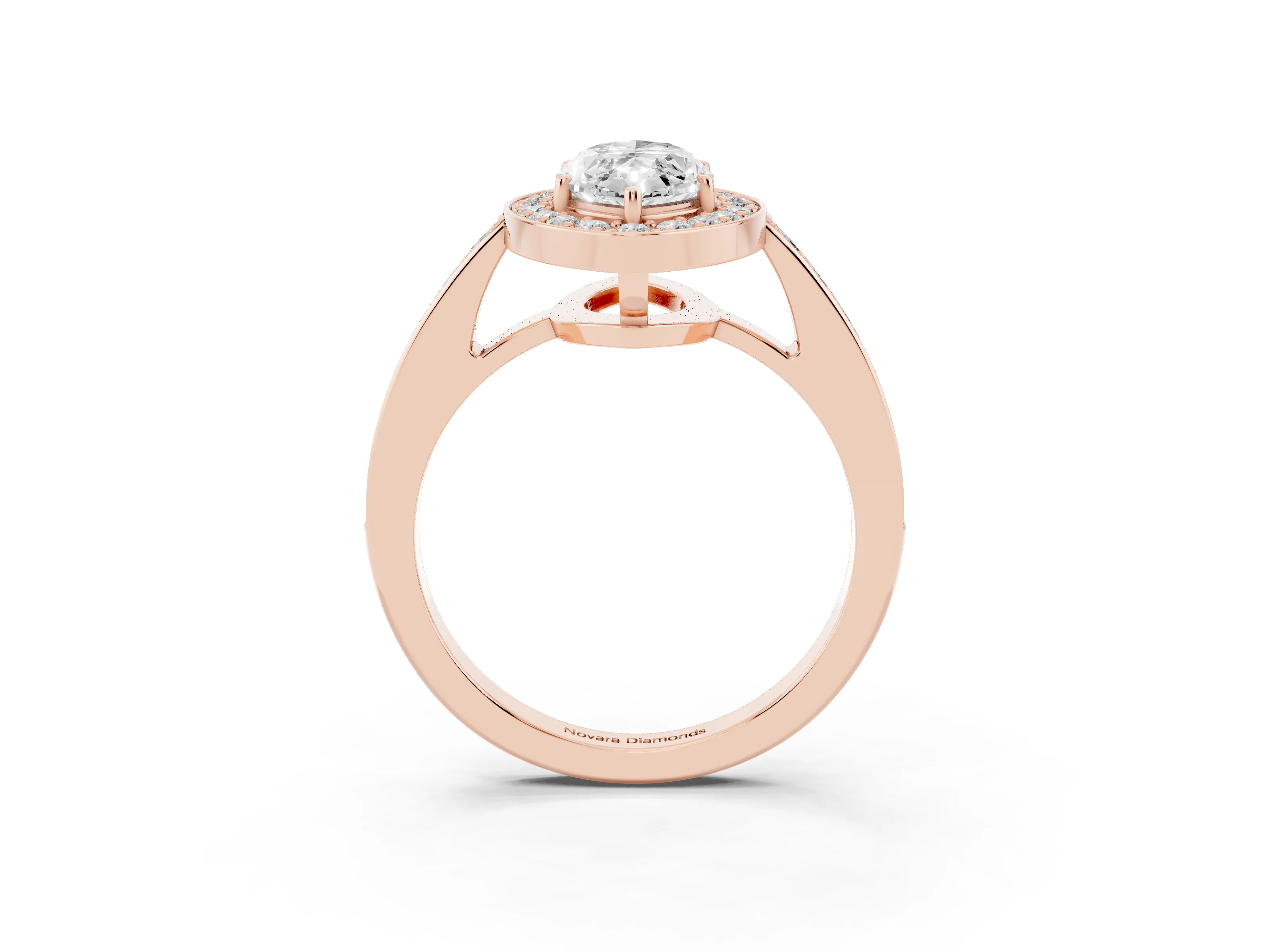 Marquise Cut Diamond Halo Pavé Engagement Ring Set in Rose gold with Bezel Setting