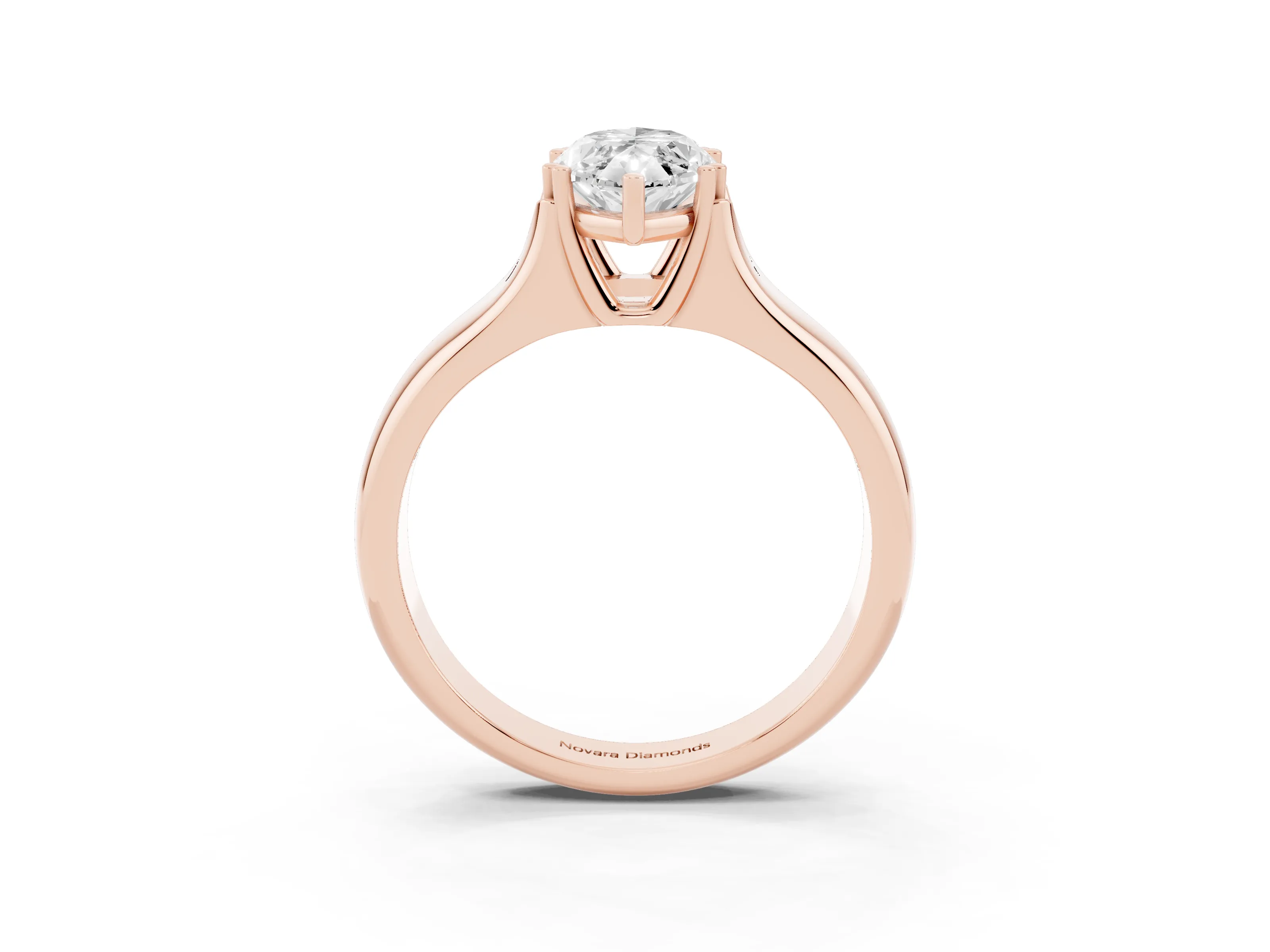 Marquise Cut Diamond Solitaire Ring Set in Rose gold with Wide Band and Prong Setting